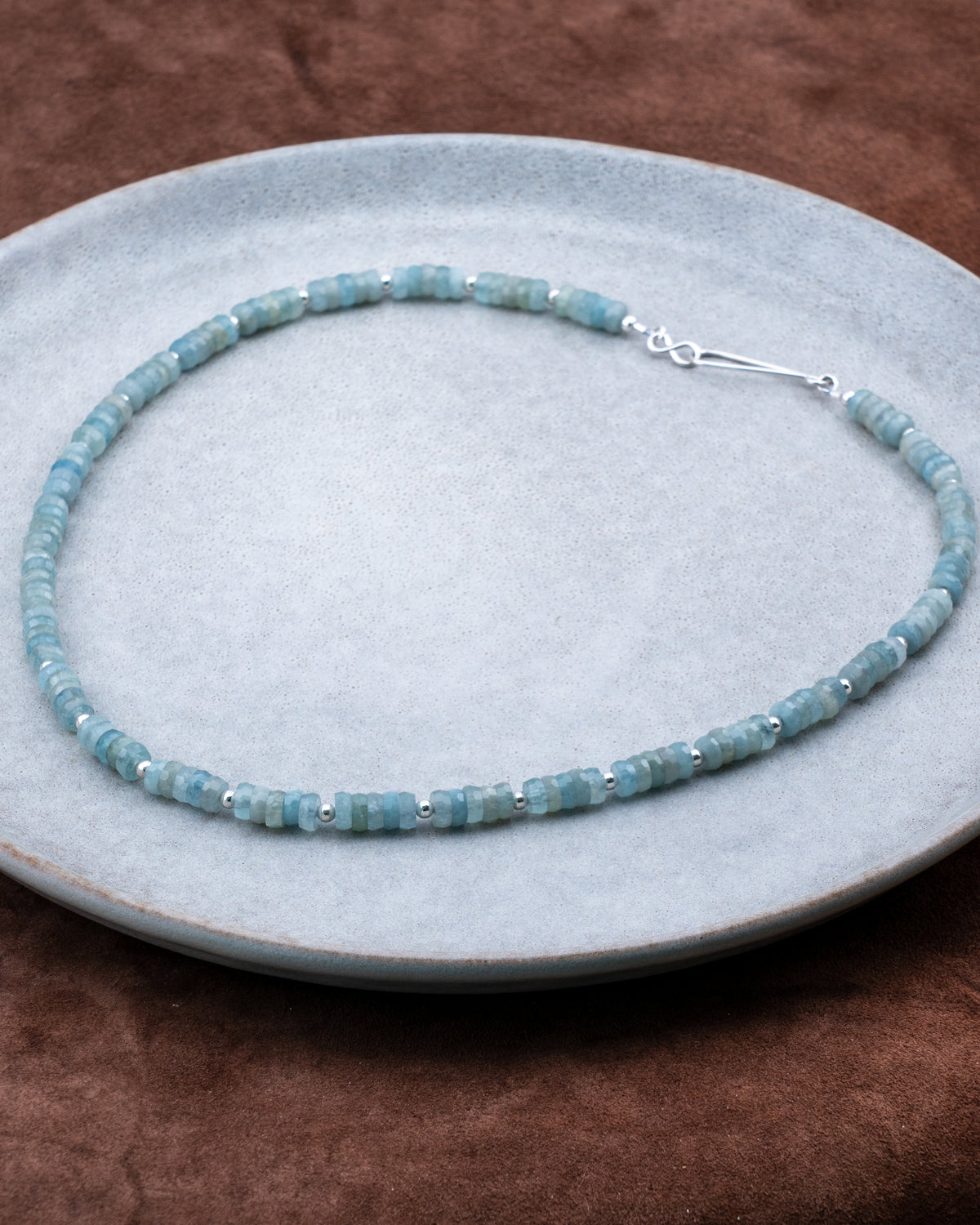 Glacial Sea Aquamarine Heishi Necklace