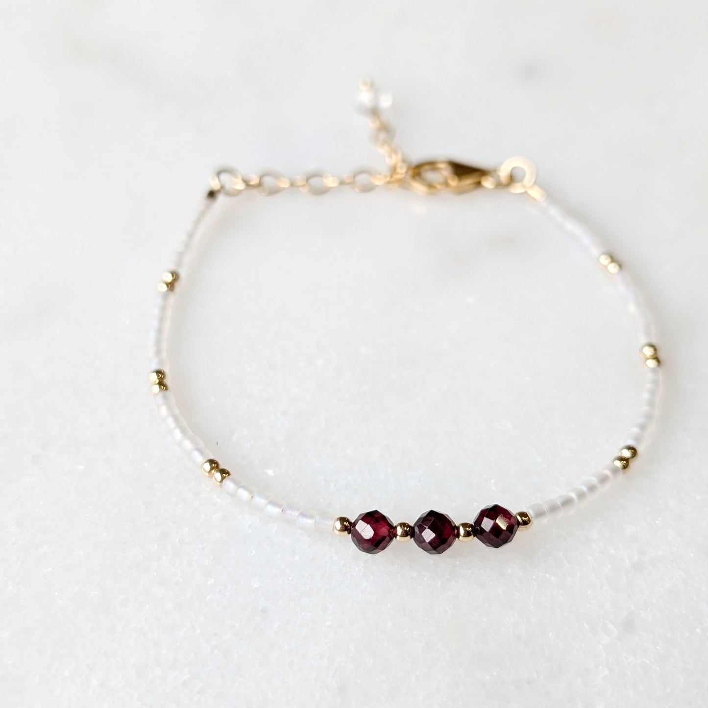 Garnet Pearlescent Noir Triple Bracelet