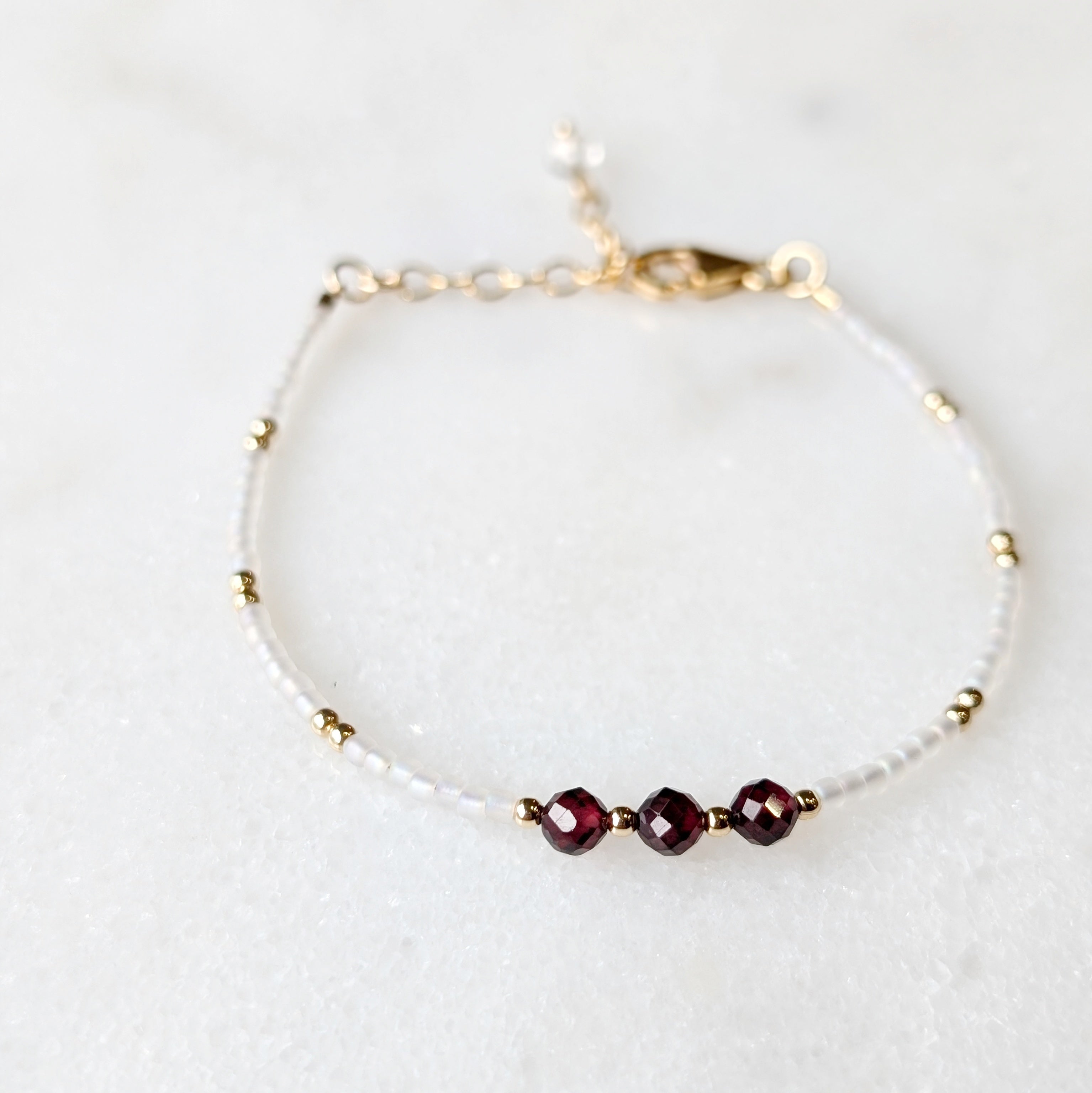 Garnet Pearlescent Noir Triple Bracelet