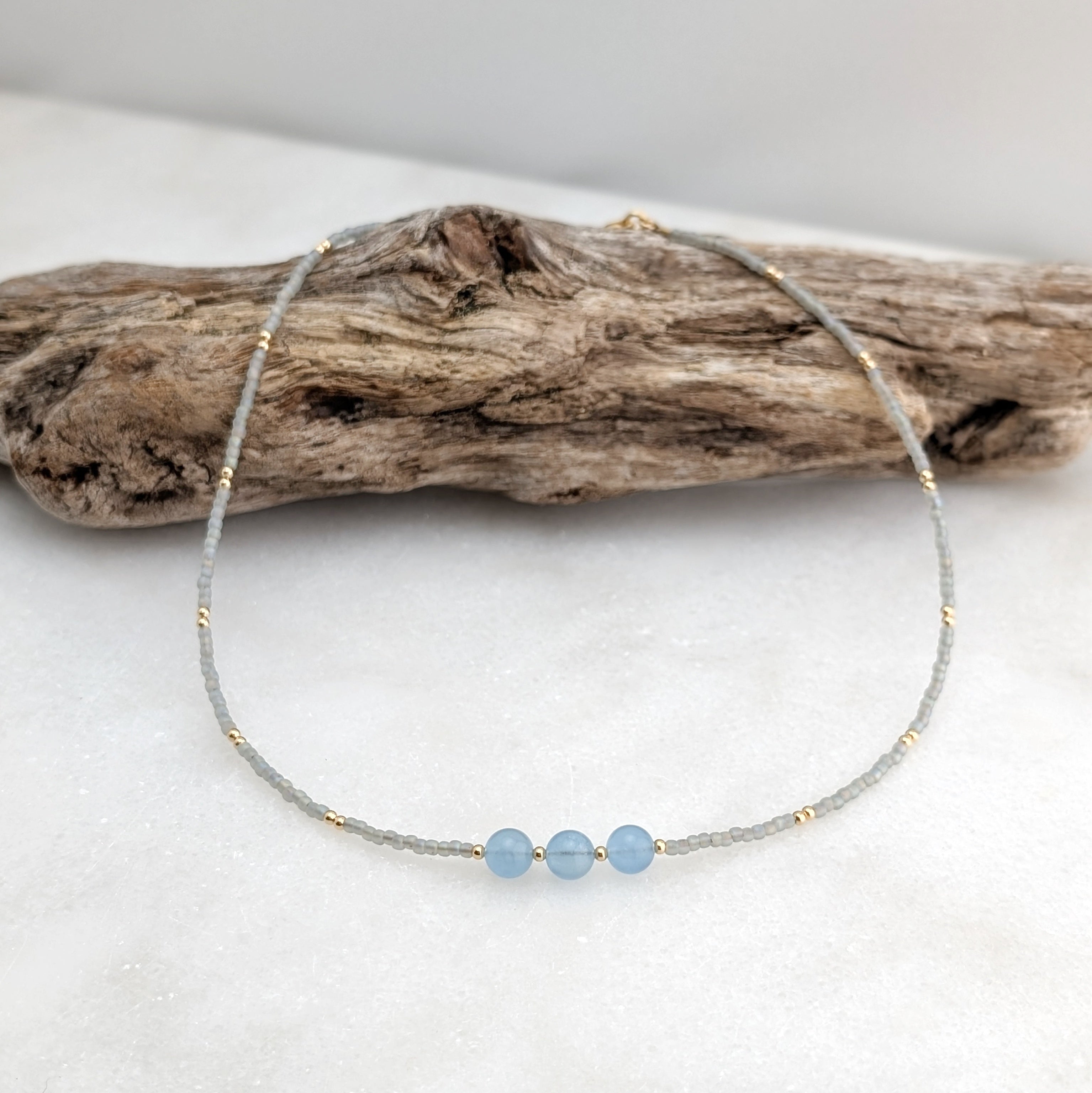 Aquamarine Tranquil Gray Waters Accent Necklace