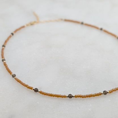 Smoky Quartz Coral Protection Necklace