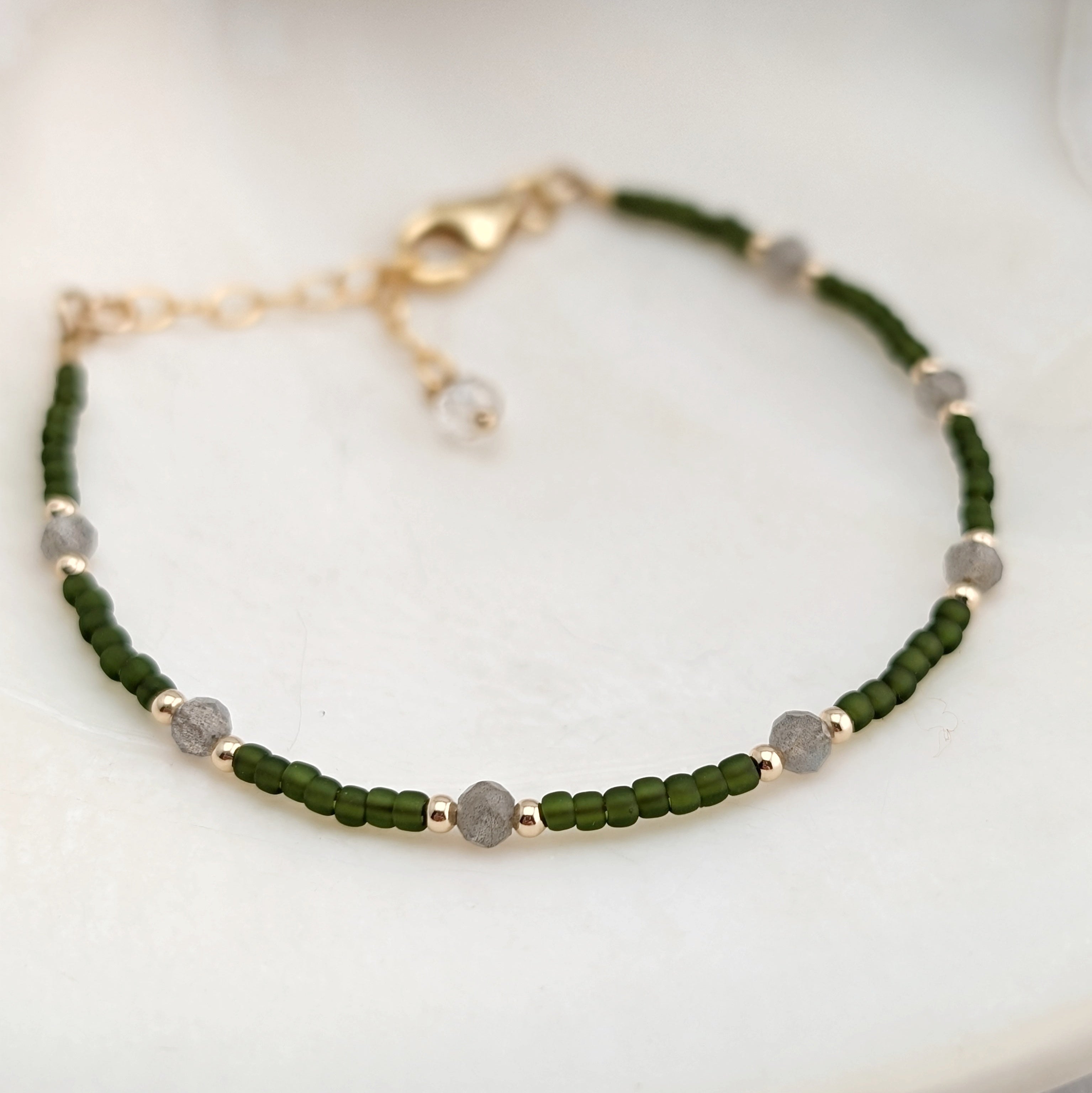 Labradorite Olive Green Transformation Bracelet