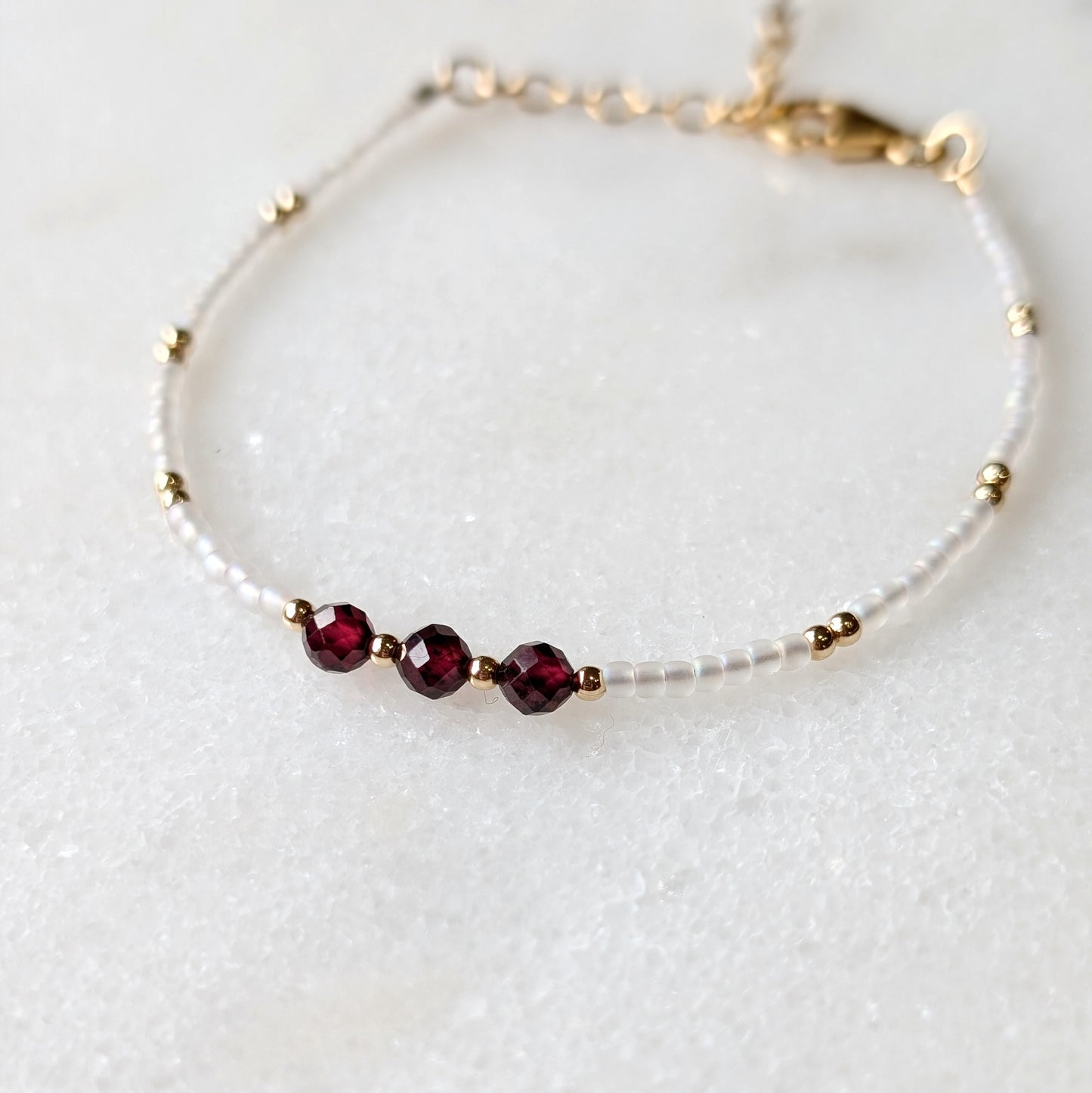 Garnet Pearlescent Noir Triple Bracelet