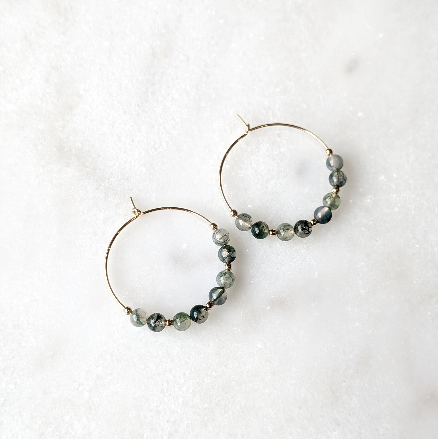 Moss Agate Earth Grounding Hoops