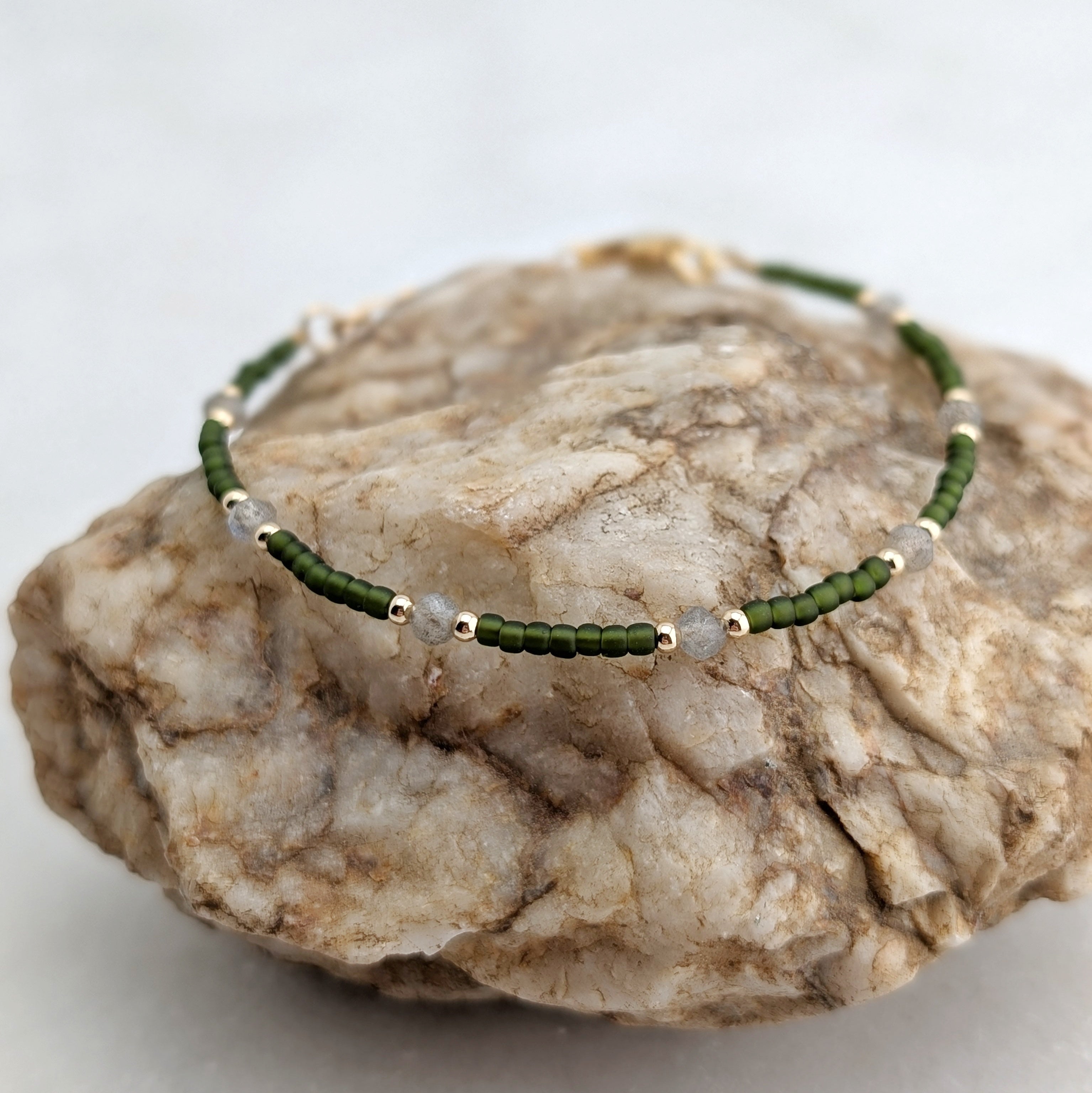 Labradorite Olive Green Transformation Bracelet