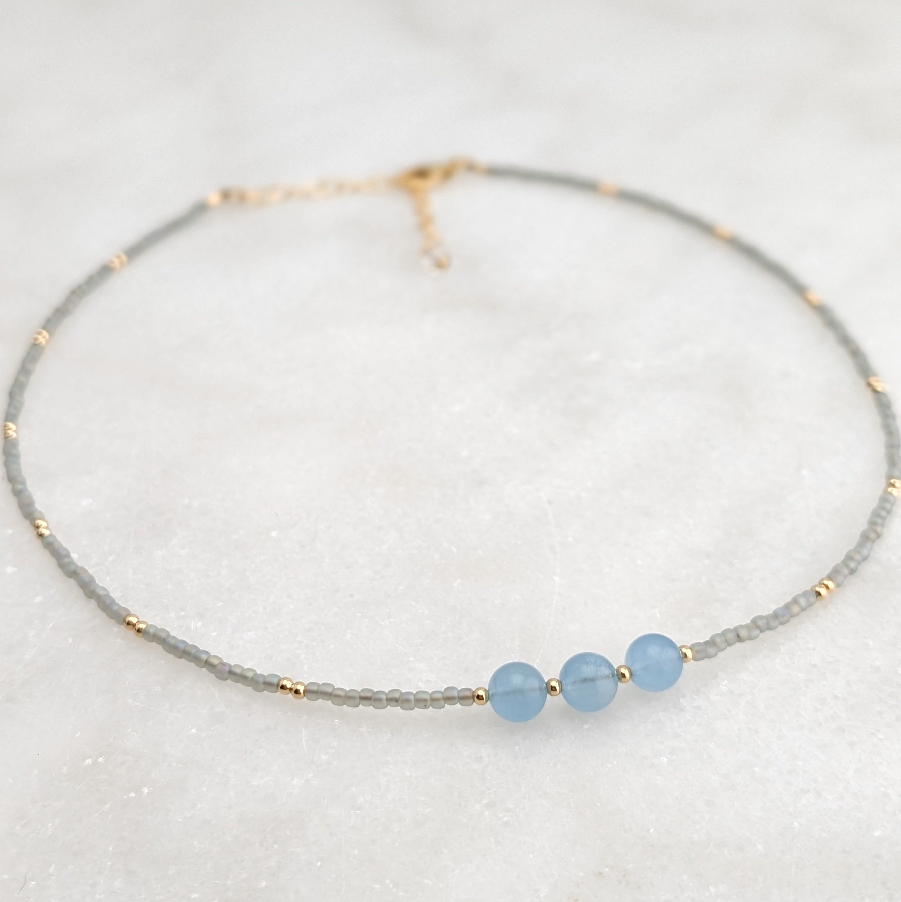 Aquamarine Tranquil Gray Waters Accent Necklace