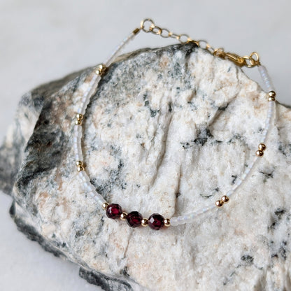 Garnet Pearlescent Noir Triple Bracelet