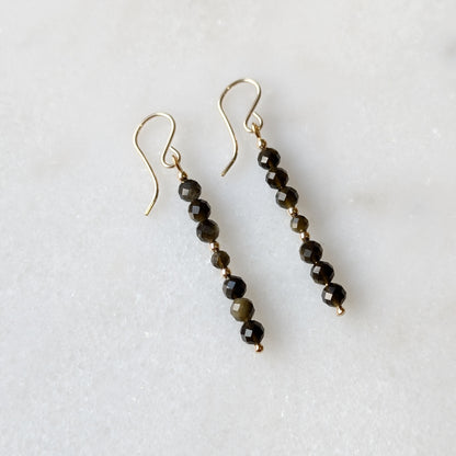 Golden Obsidian Grounding Gemstone Dangles