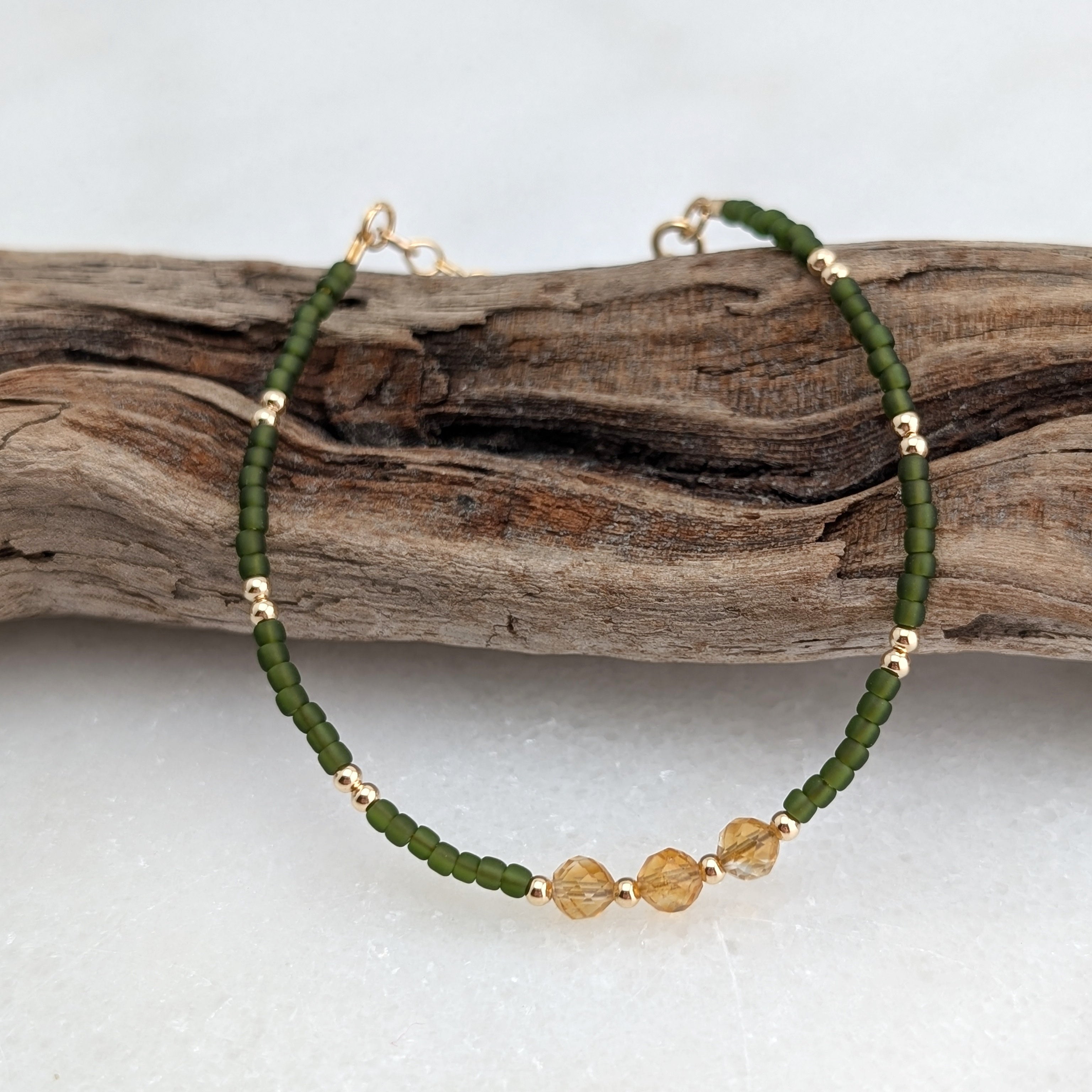 Citrine Olive Triple Abundance Bracelet