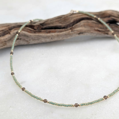 Smoky Quartz Grounding Sea Foam Necklace