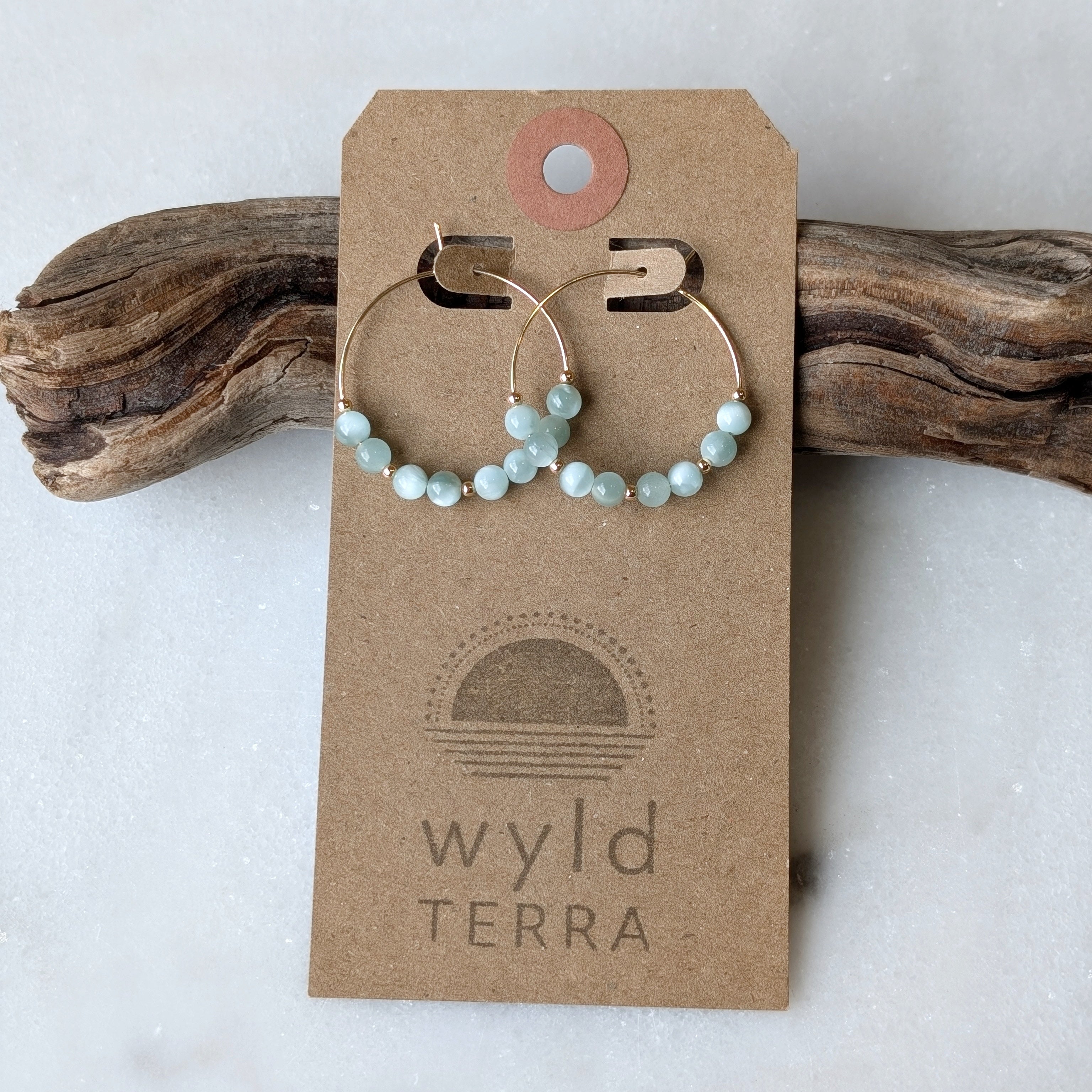 Green Moonstone Hoops