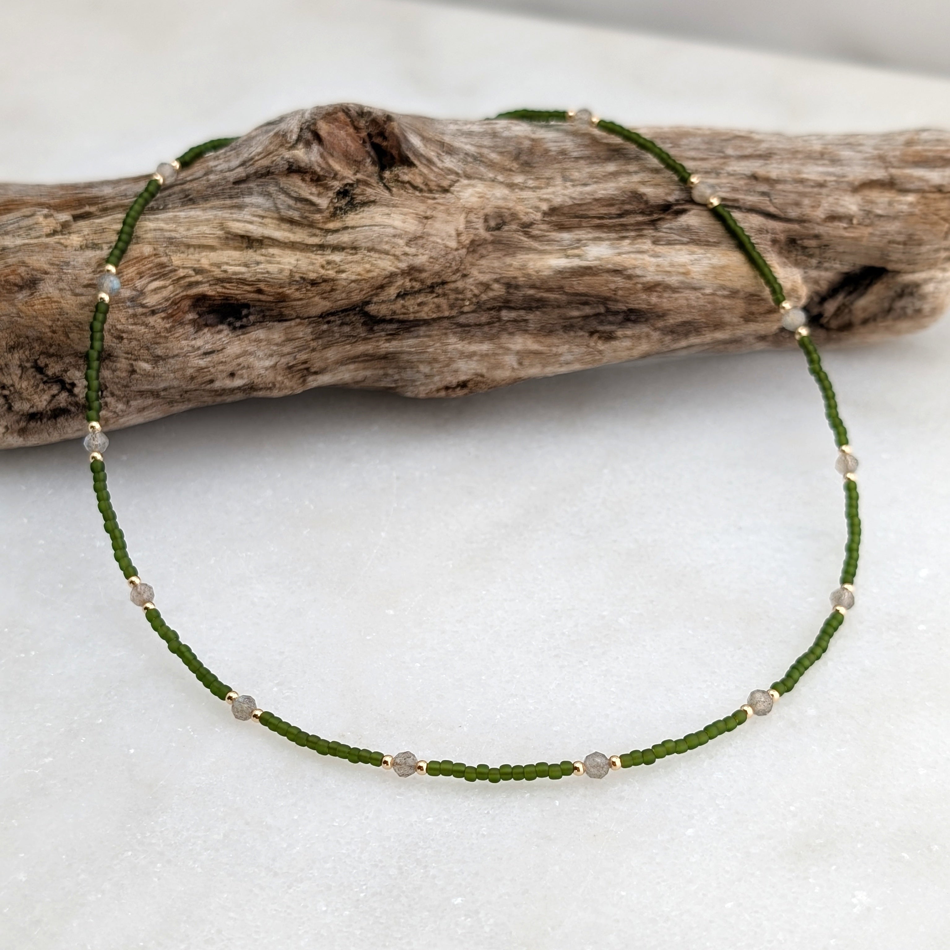 Labradorite Olive Green Transformation Necklace