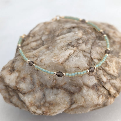 Smoky Quartz Grounding Sea Foam Bracelet