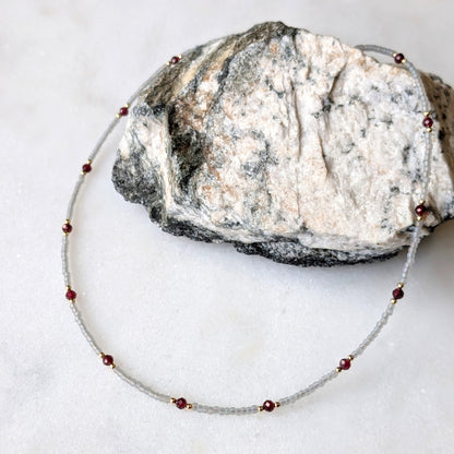 Garnet Gray Waters Necklace