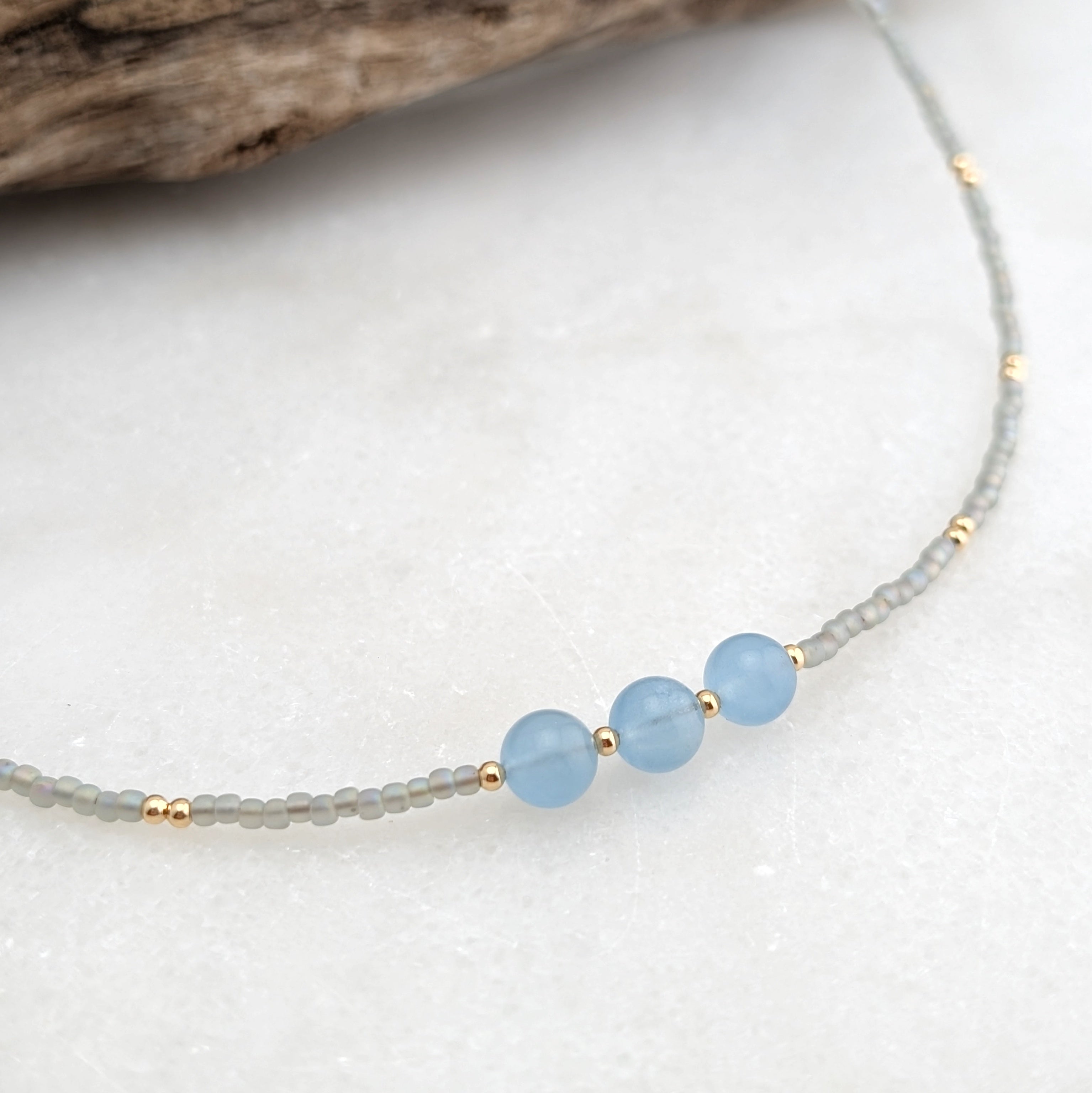 Aquamarine Tranquil Gray Waters Accent Necklace