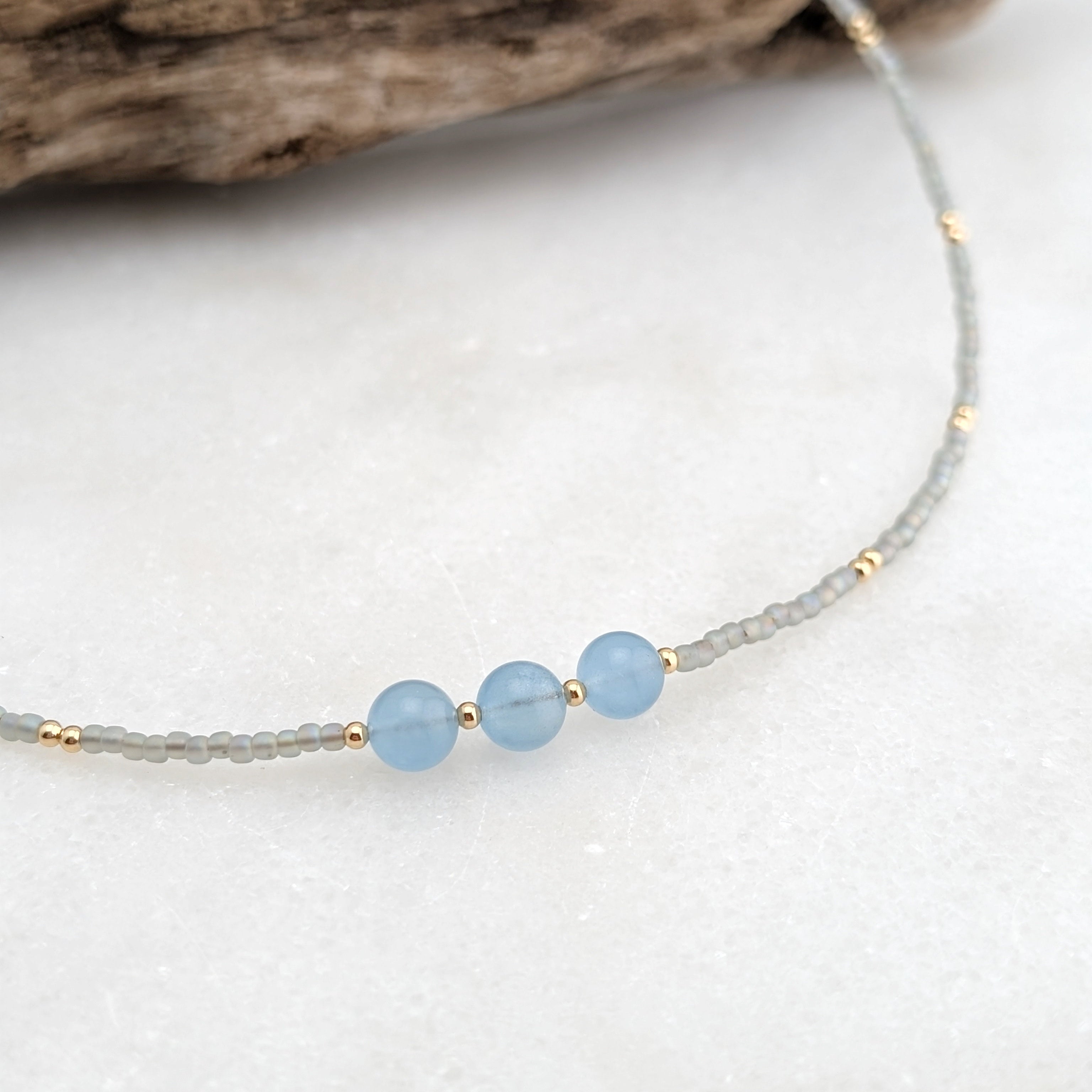 Aquamarine Tranquil Gray Waters Accent Necklace