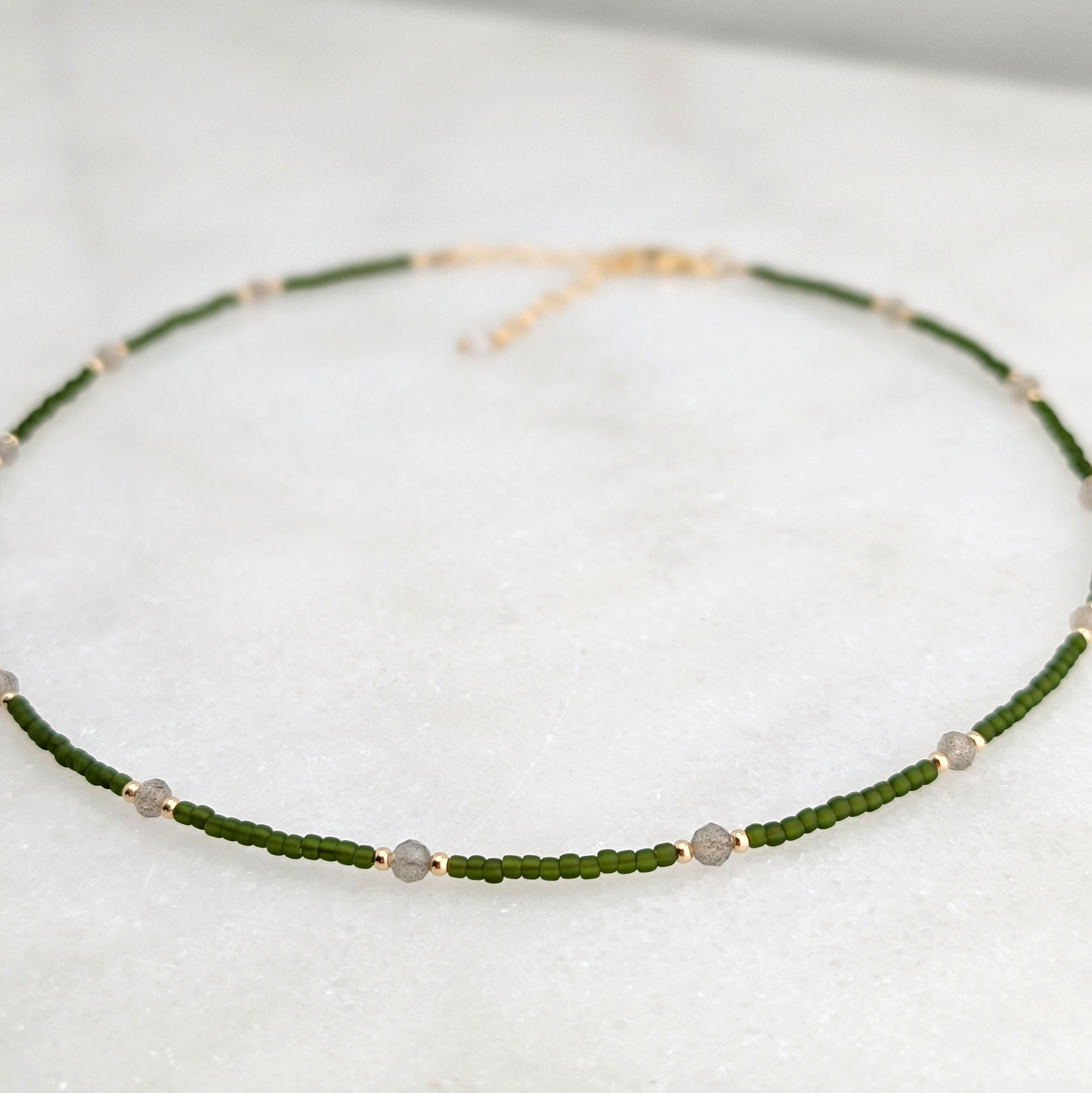 Labradorite Olive Green Transformation Necklace
