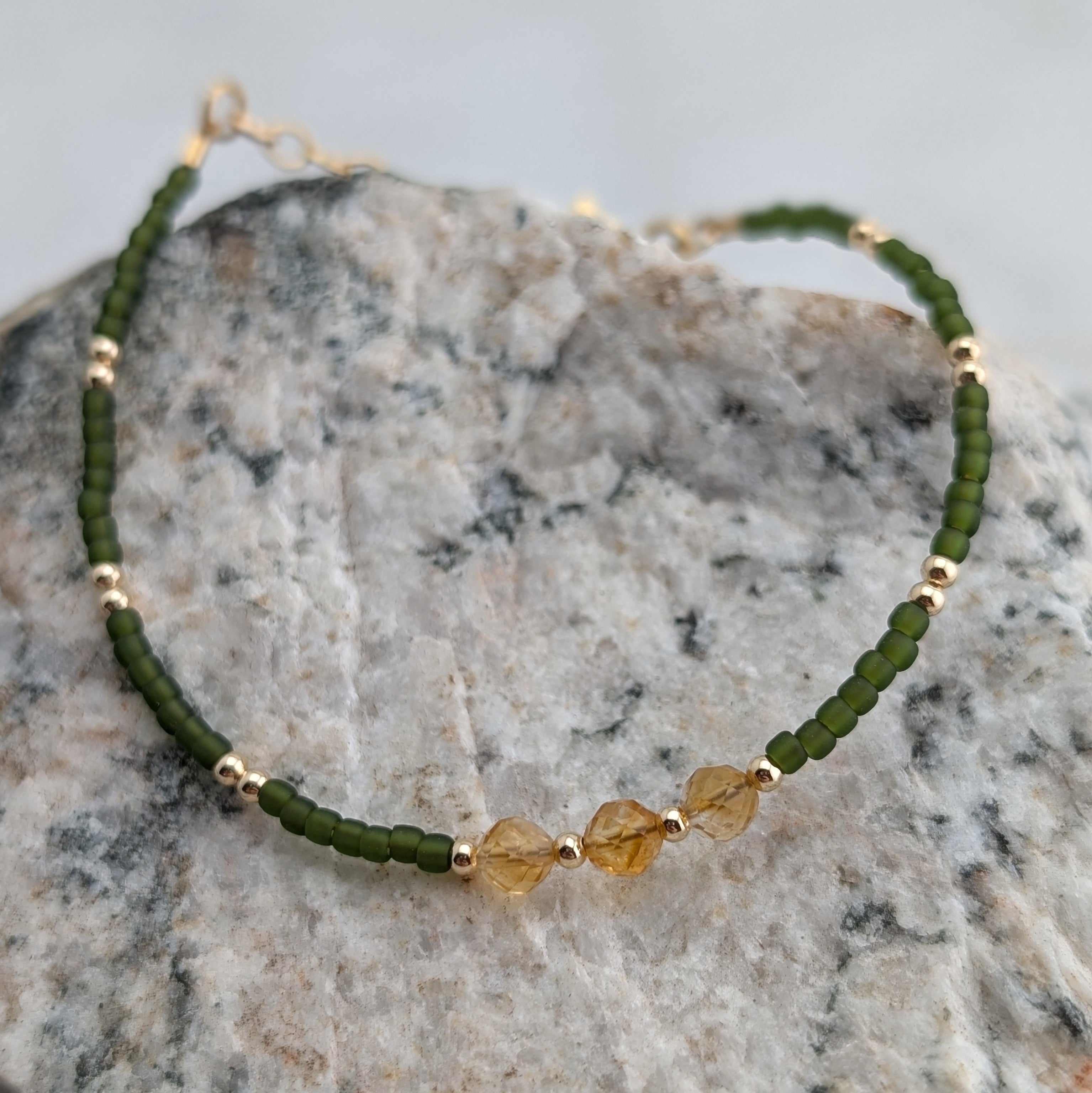 Citrine Olive Triple Abundance Bracelet