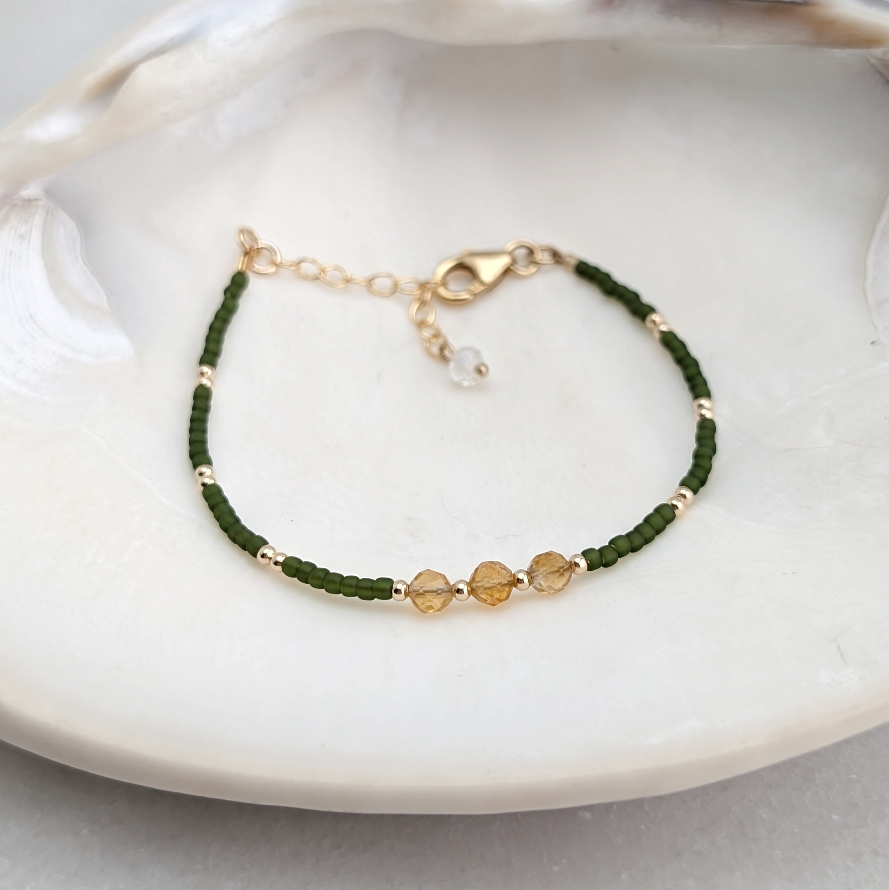 Citrine Olive Triple Abundance Bracelet