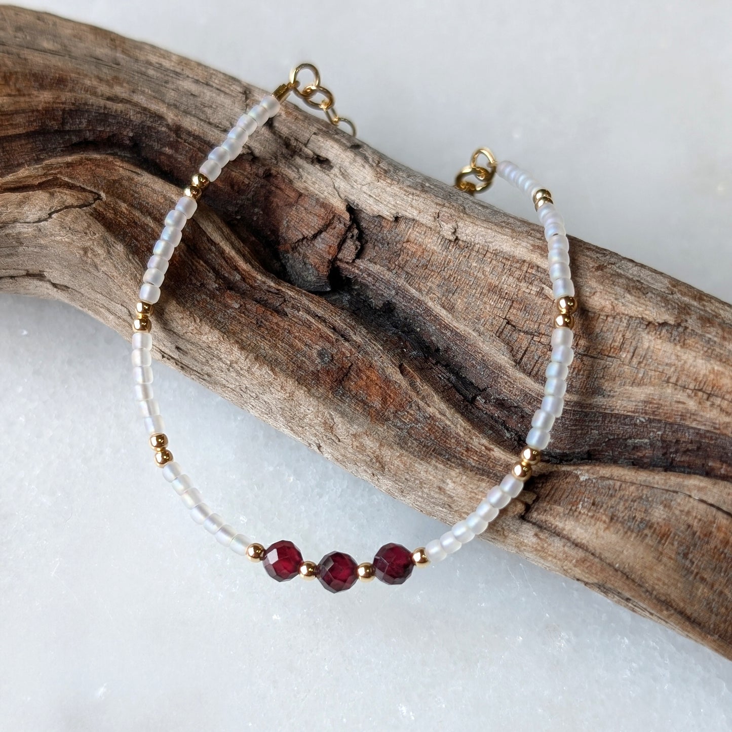 Garnet Pearlescent Noir Triple Bracelet