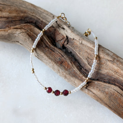 Garnet Pearlescent Noir Triple Bracelet