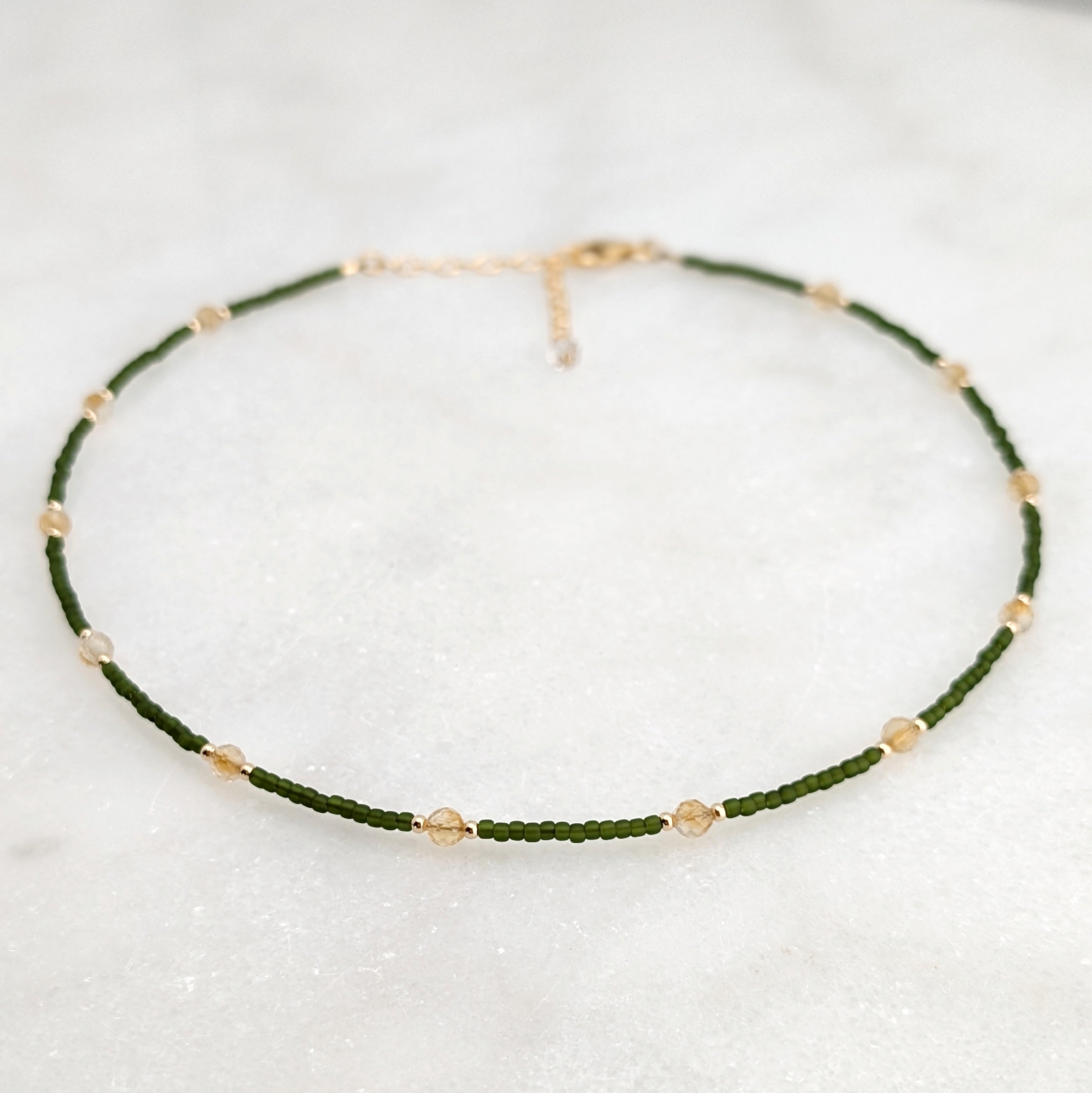 Citrine Olive Green Abundance Necklace
