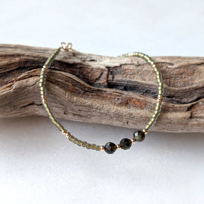 Golden Obsidian Sage Triple Grounding Bracelet