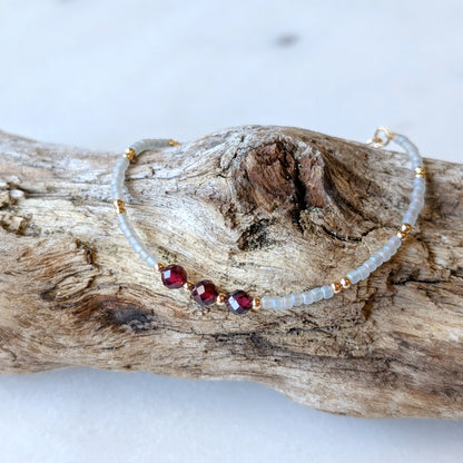 Garnet Gray Waters Triple Bracelet