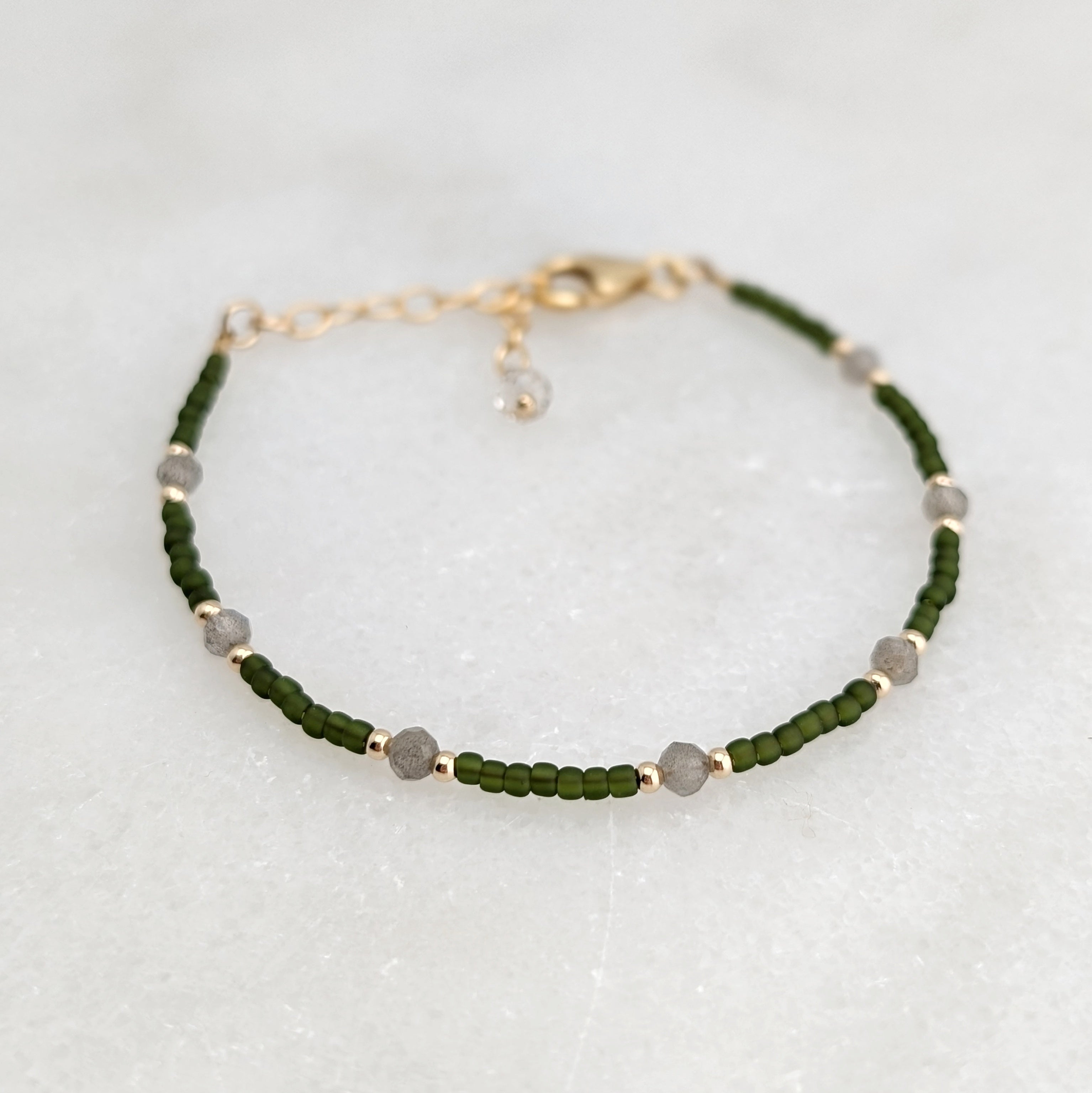 Labradorite Olive Green Transformation Bracelet