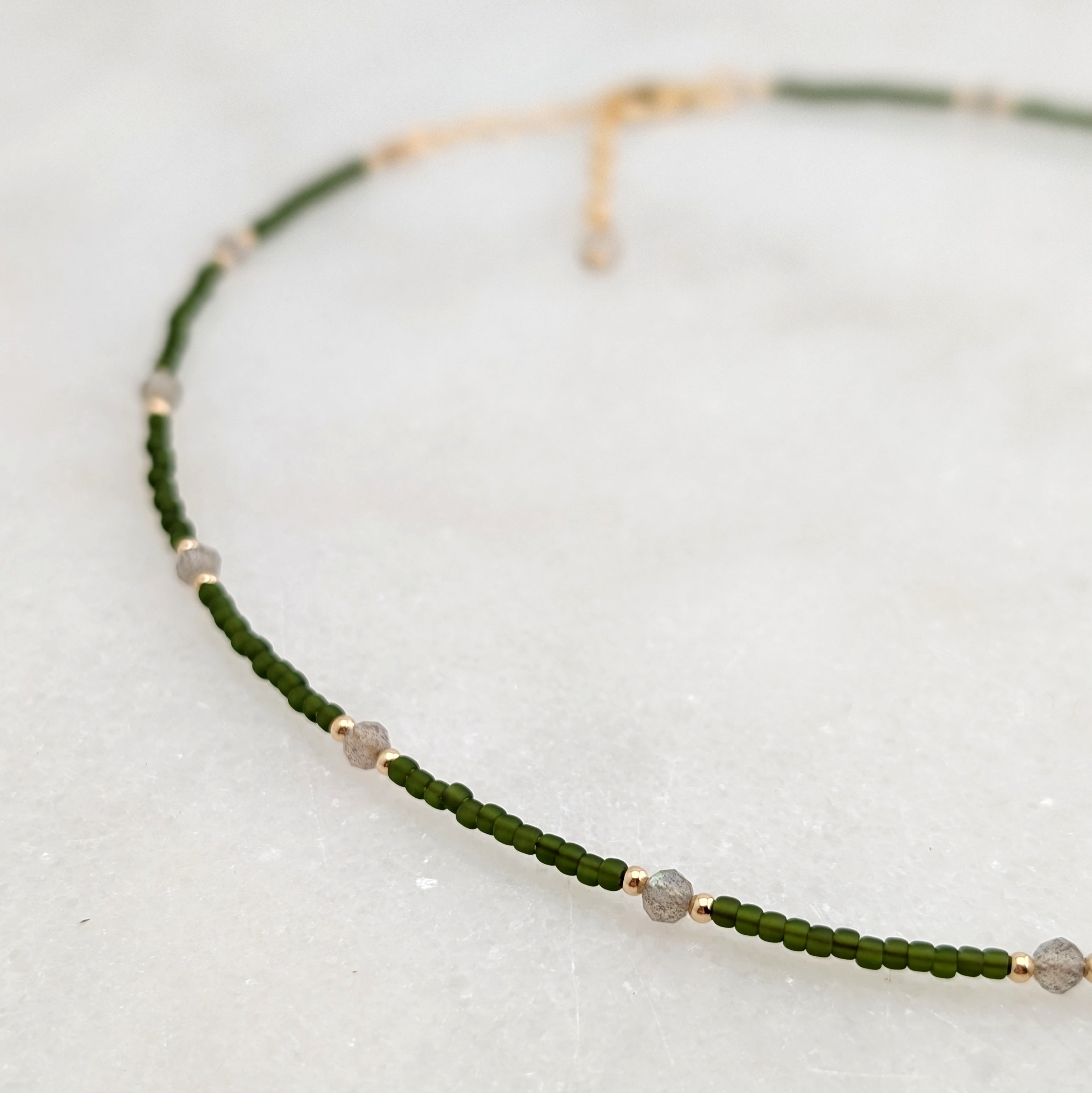 Labradorite Olive Green Transformation Necklace