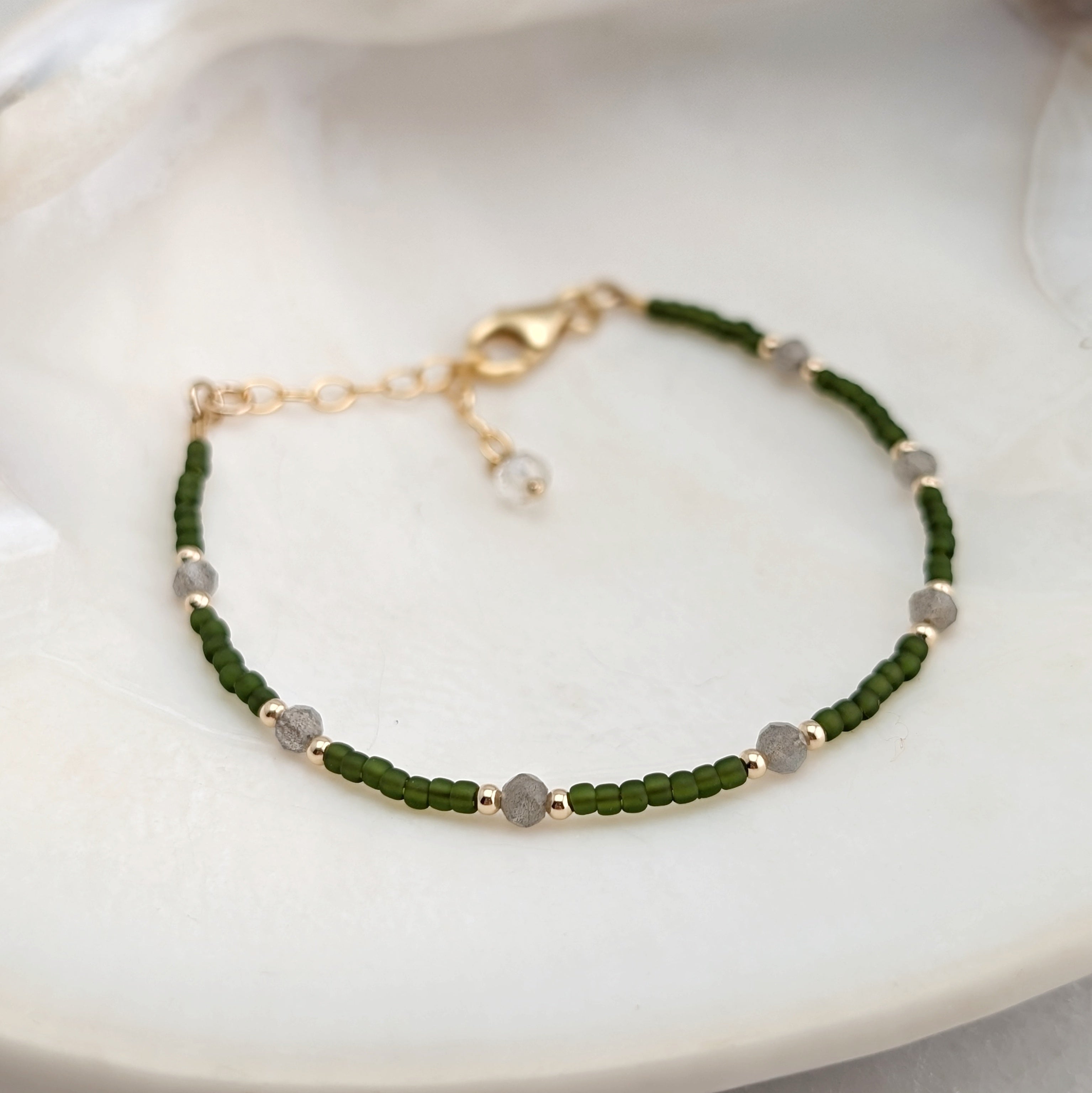 Labradorite Olive Green Transformation Bracelet