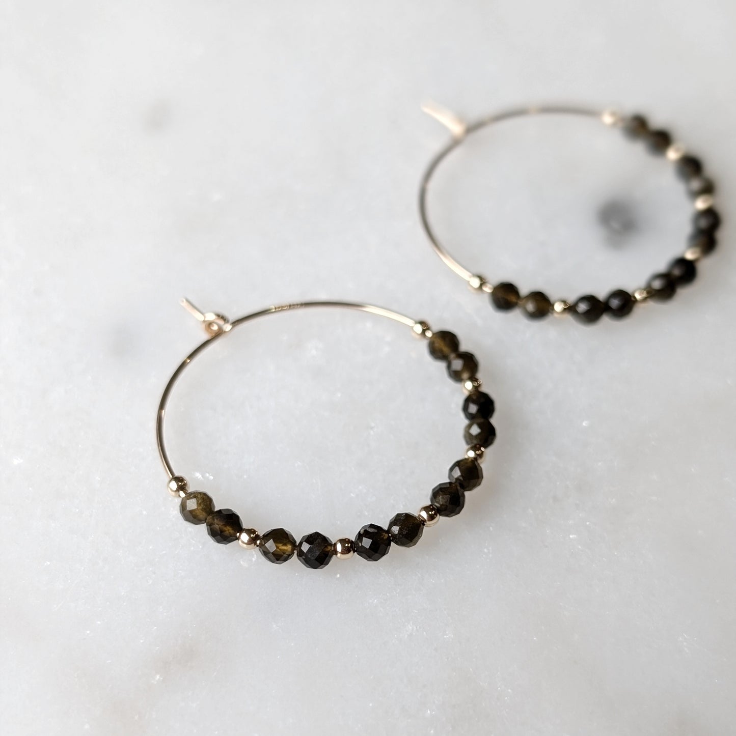 Golden Obsidian Grounding Hoops