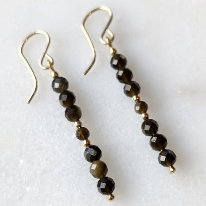 Golden Obsidian Grounding Gemstone Dangles