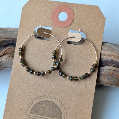 Golden Obsidian Grounding Hoops