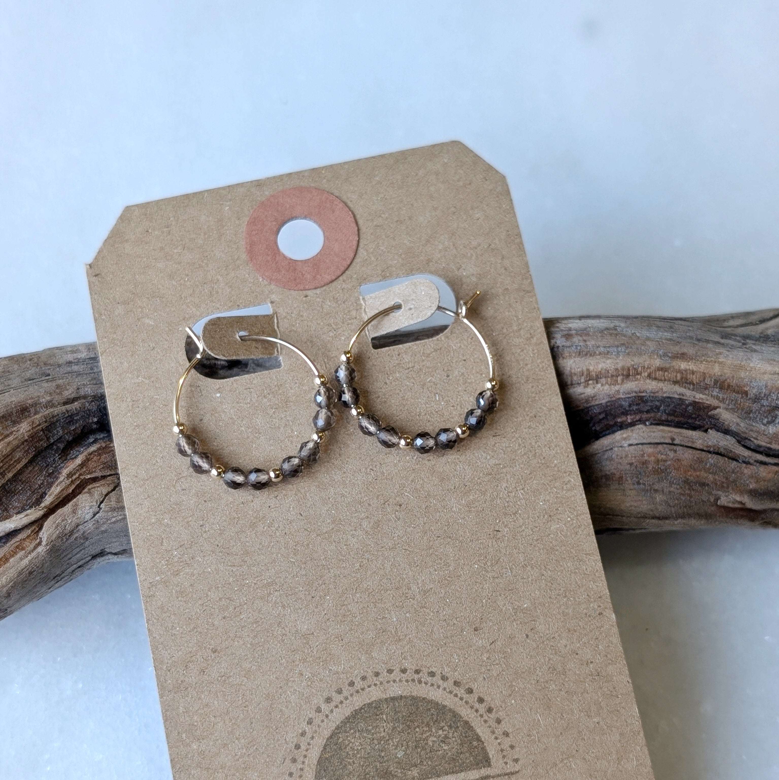 Smoky Quartz Mini Hoops