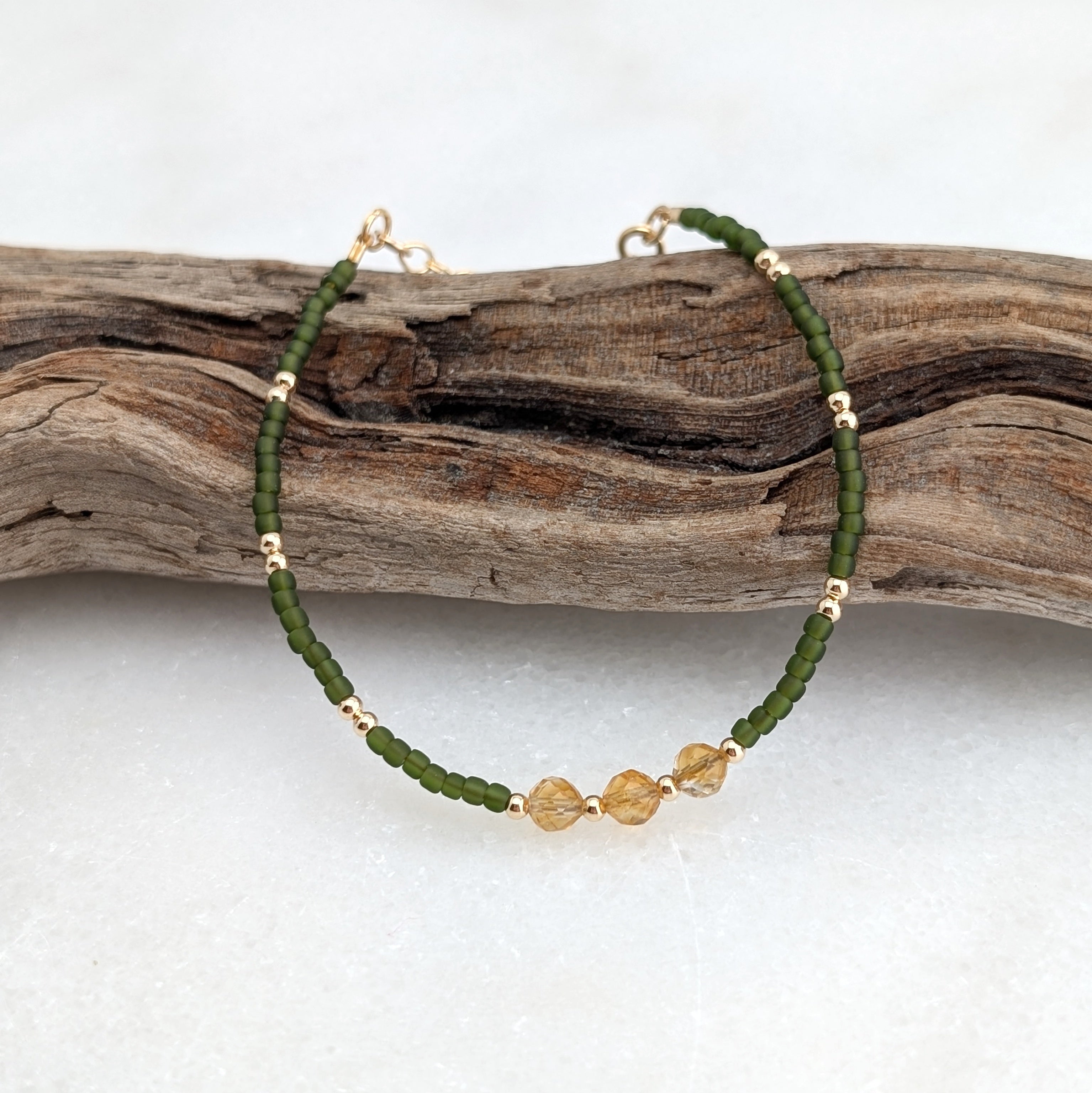 Citrine Olive Triple Abundance Bracelet