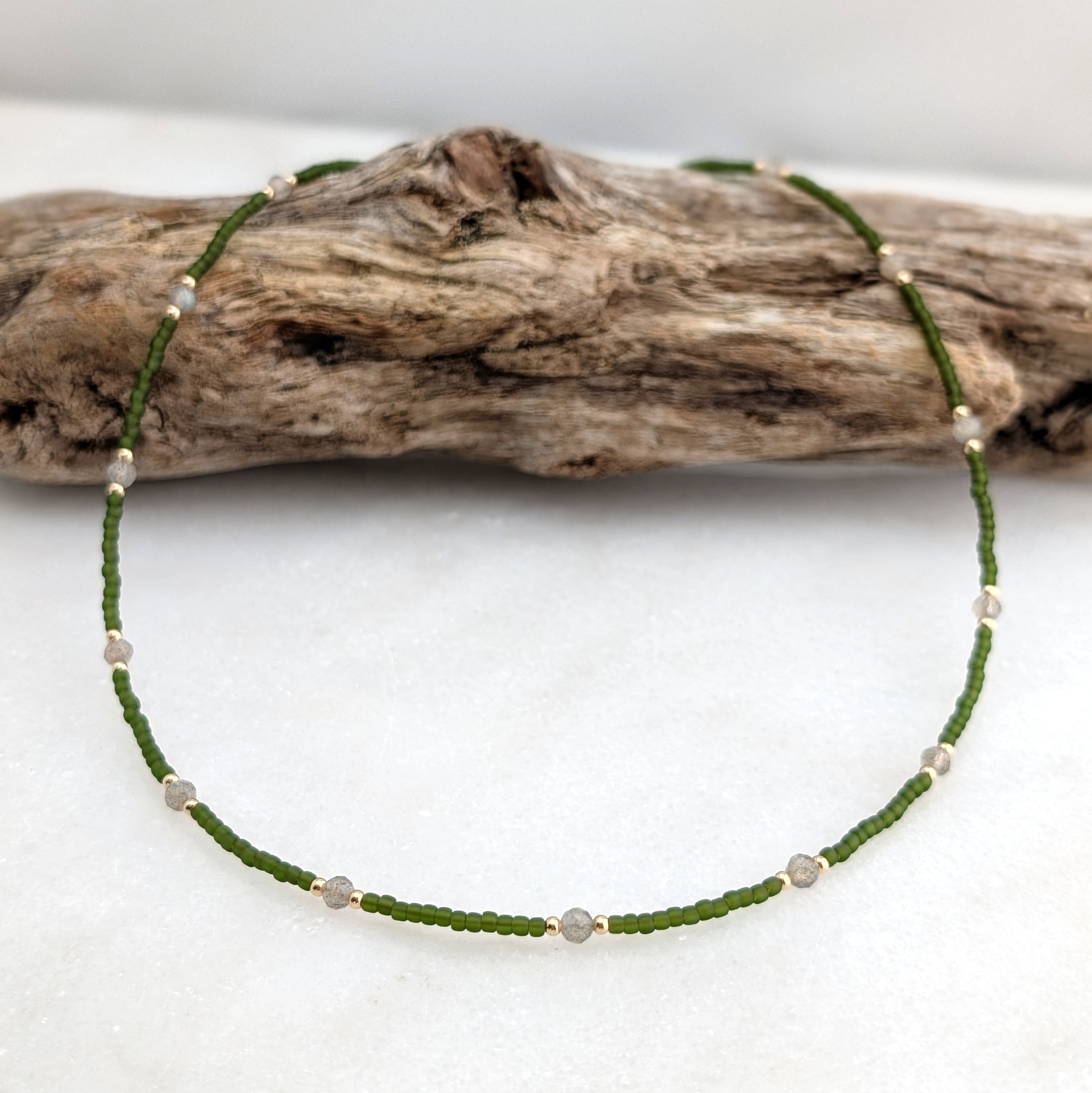 Labradorite Olive Green Transformation Necklace