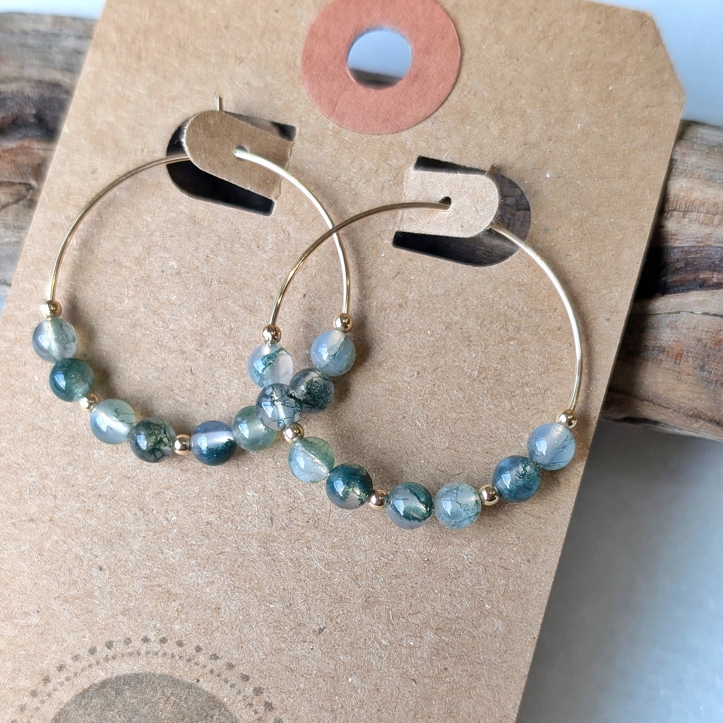 Moss Agate Earth Grounding Hoops