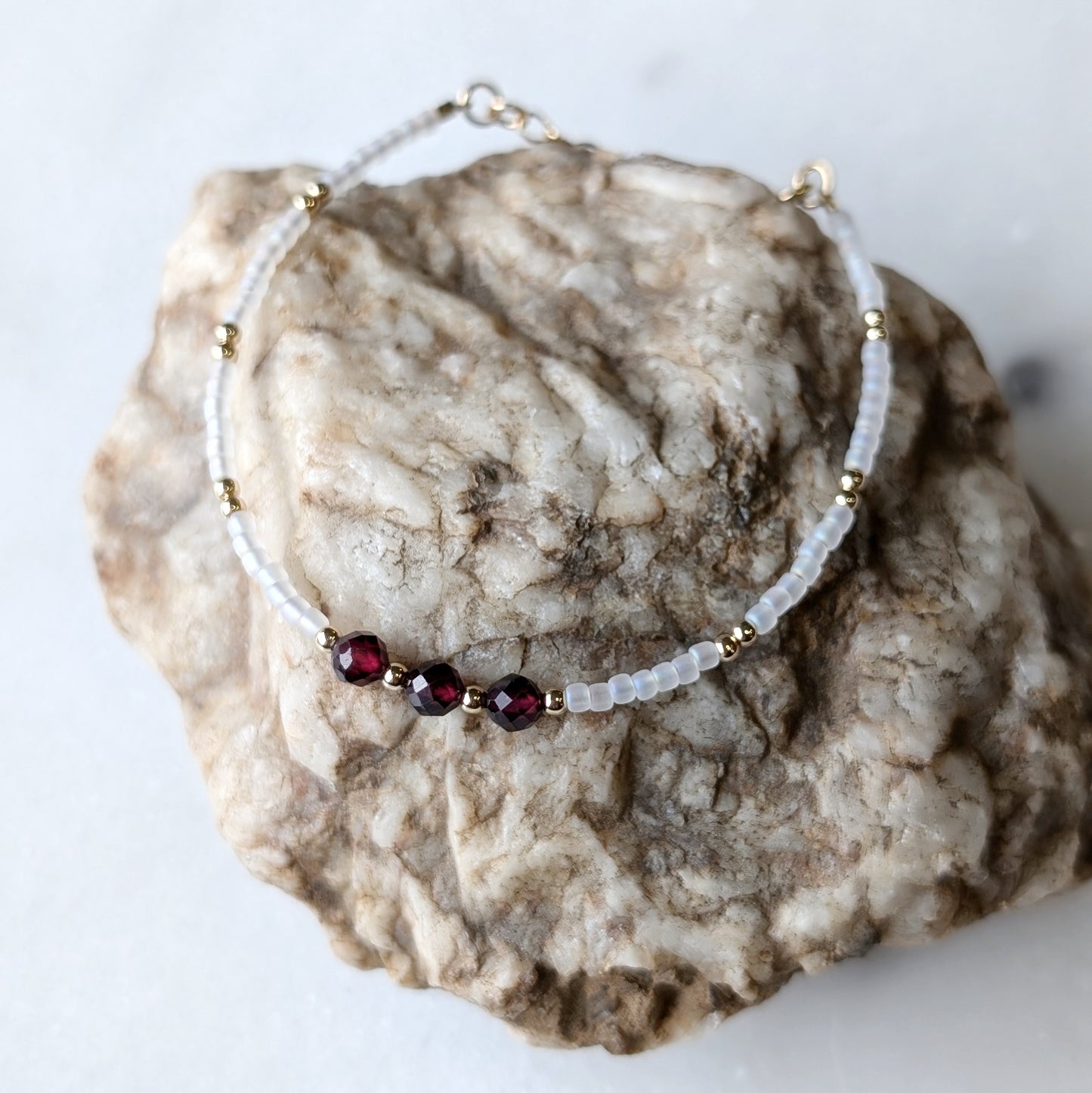 Garnet Pearlescent Noir Triple Bracelet