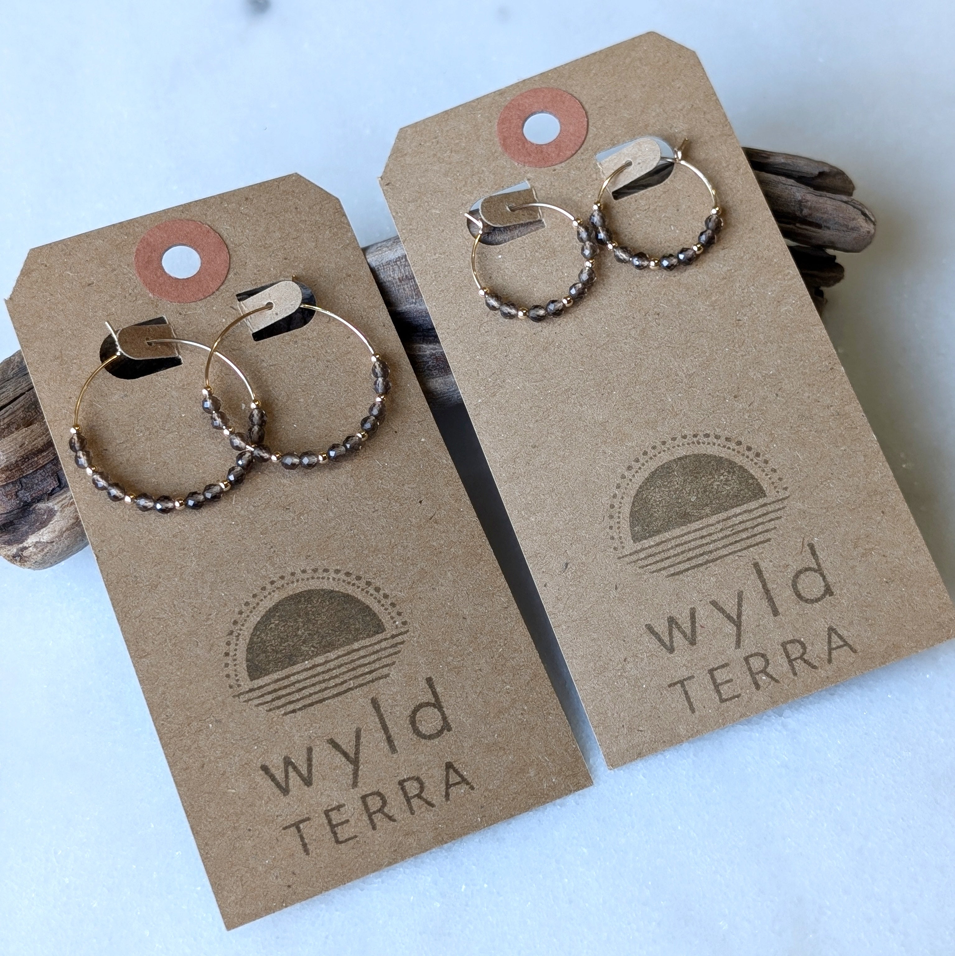 Smoky Quartz Mini Hoops