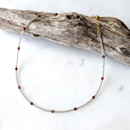 Garnet Gray Waters Necklace