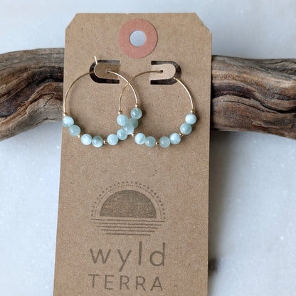 Green Moonstone Hoops