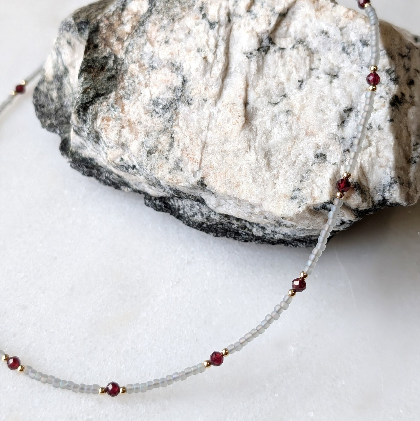 Garnet Gray Waters Necklace