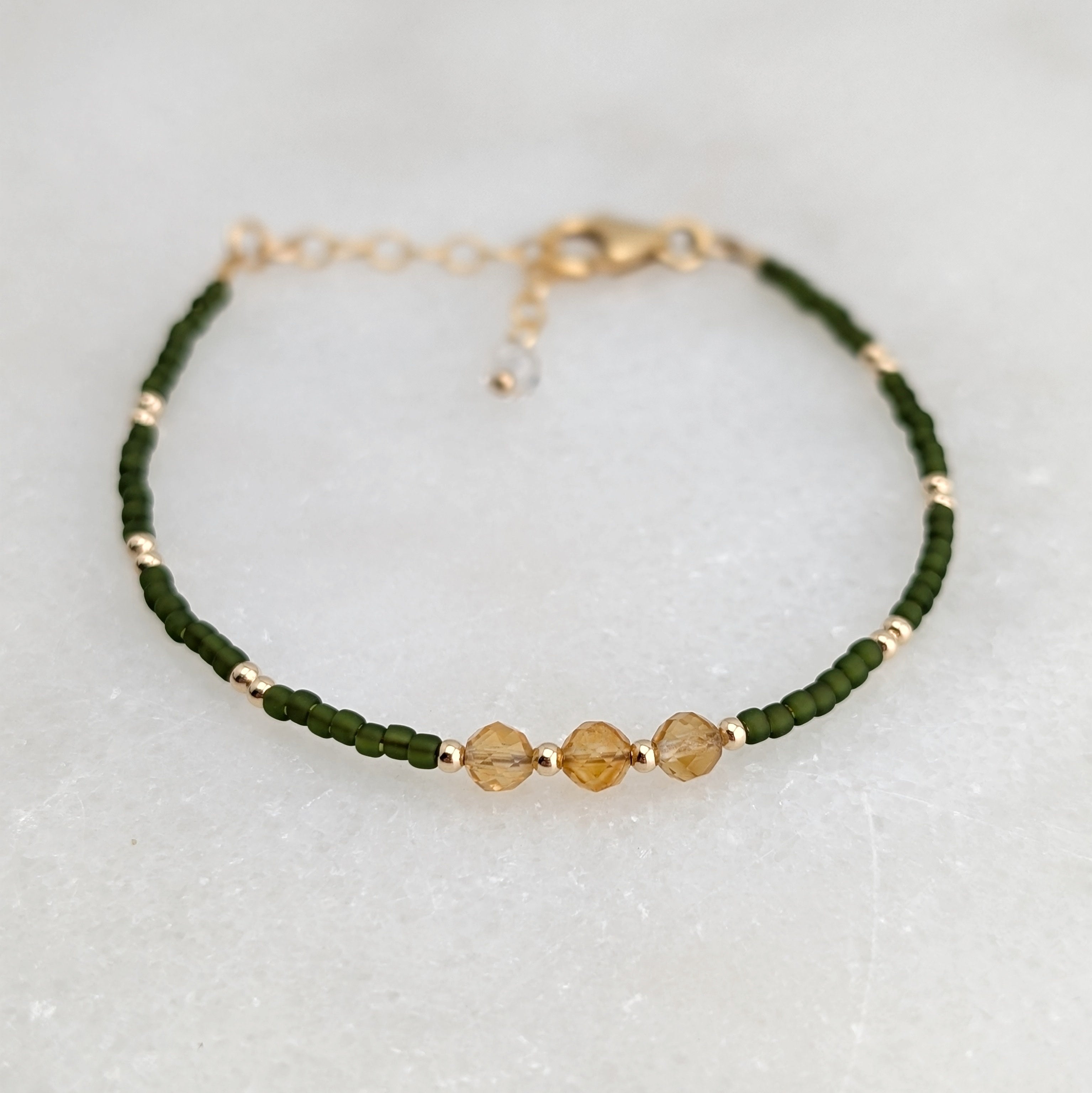 Citrine Olive Triple Abundance Bracelet