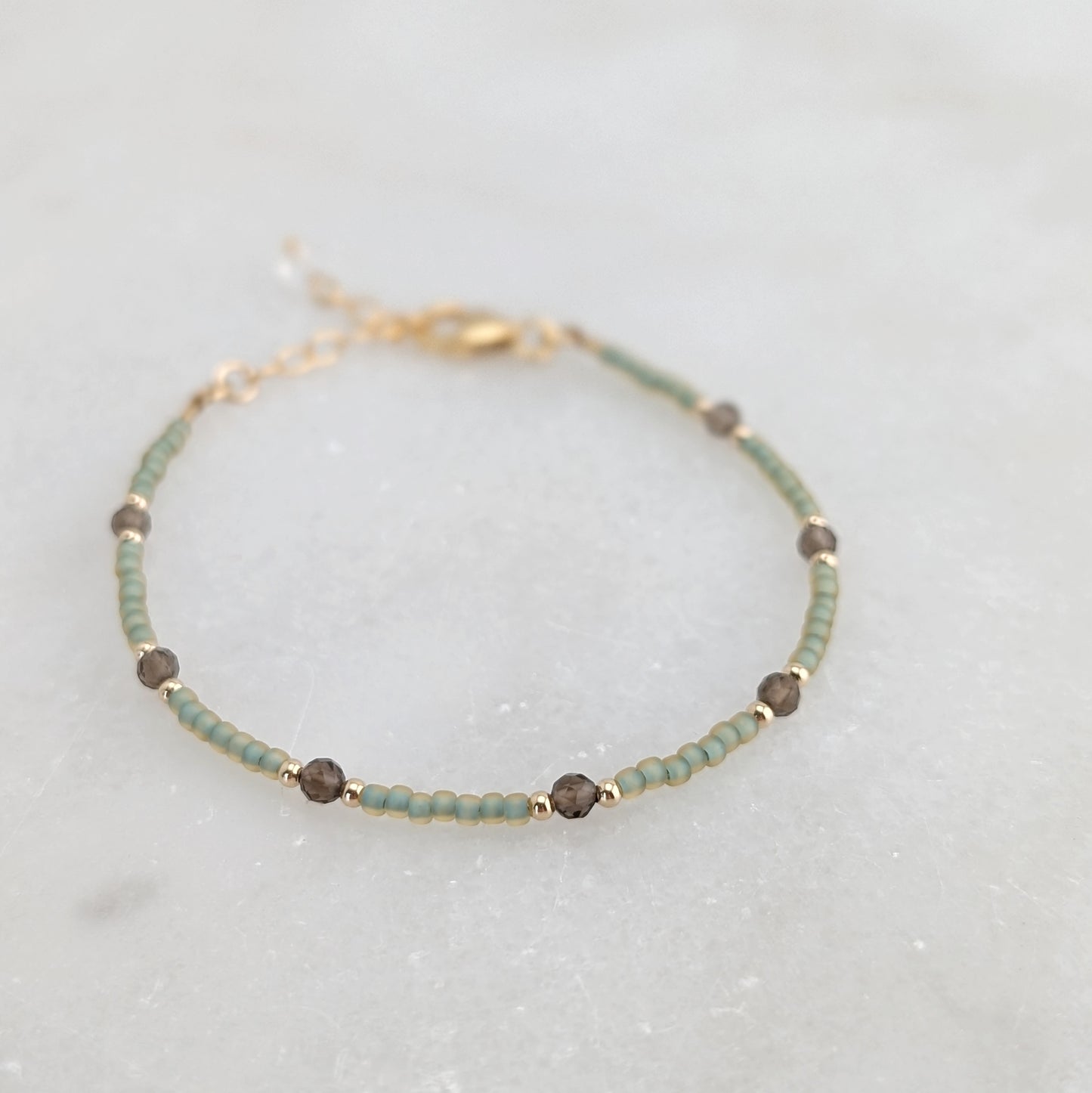 Smoky Quartz Grounding Sea Foam Bracelet