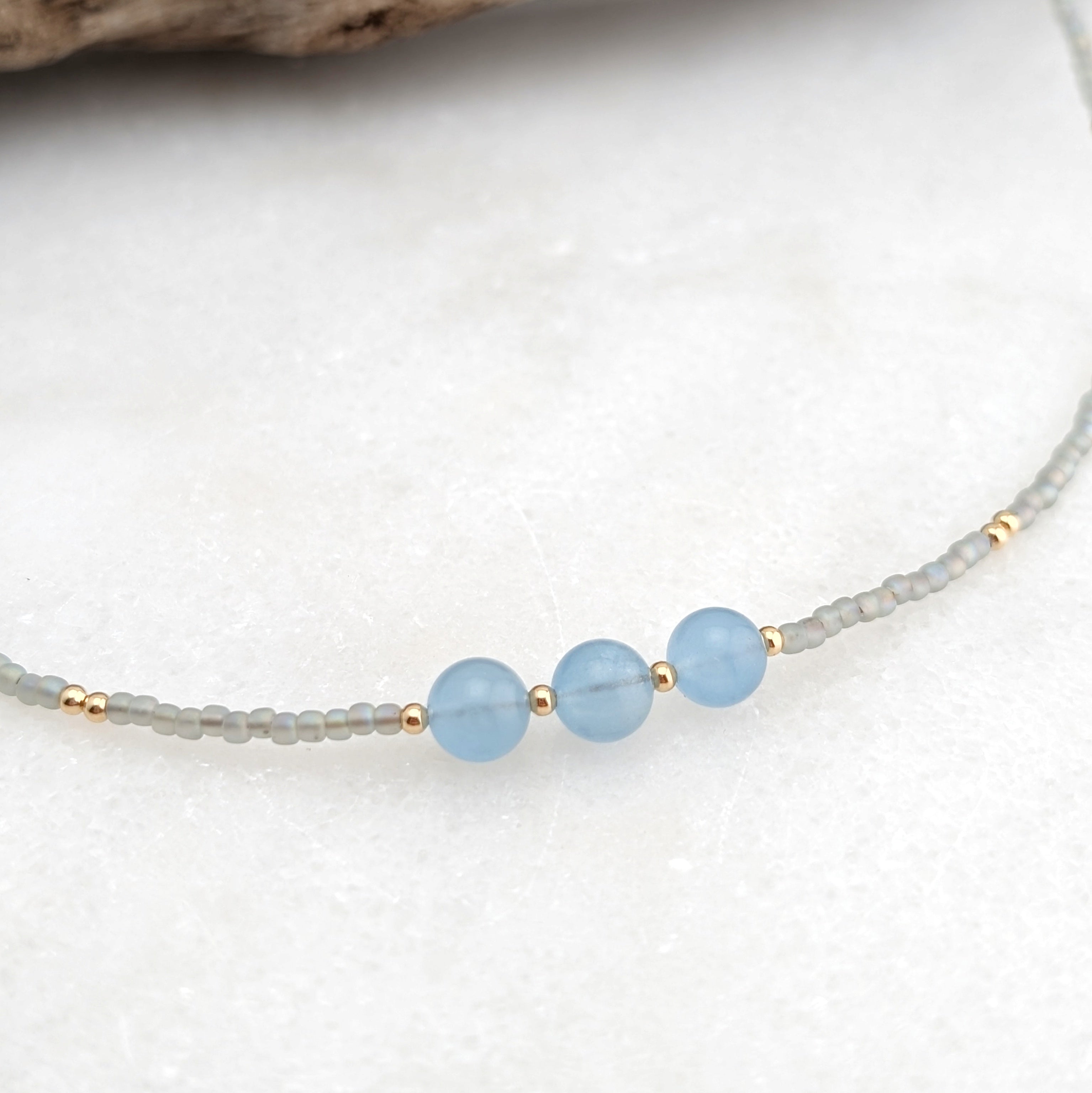 Aquamarine Tranquil Gray Waters Accent Necklace