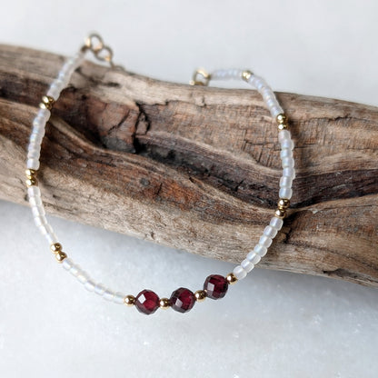 Garnet Pearlescent Noir Triple Bracelet