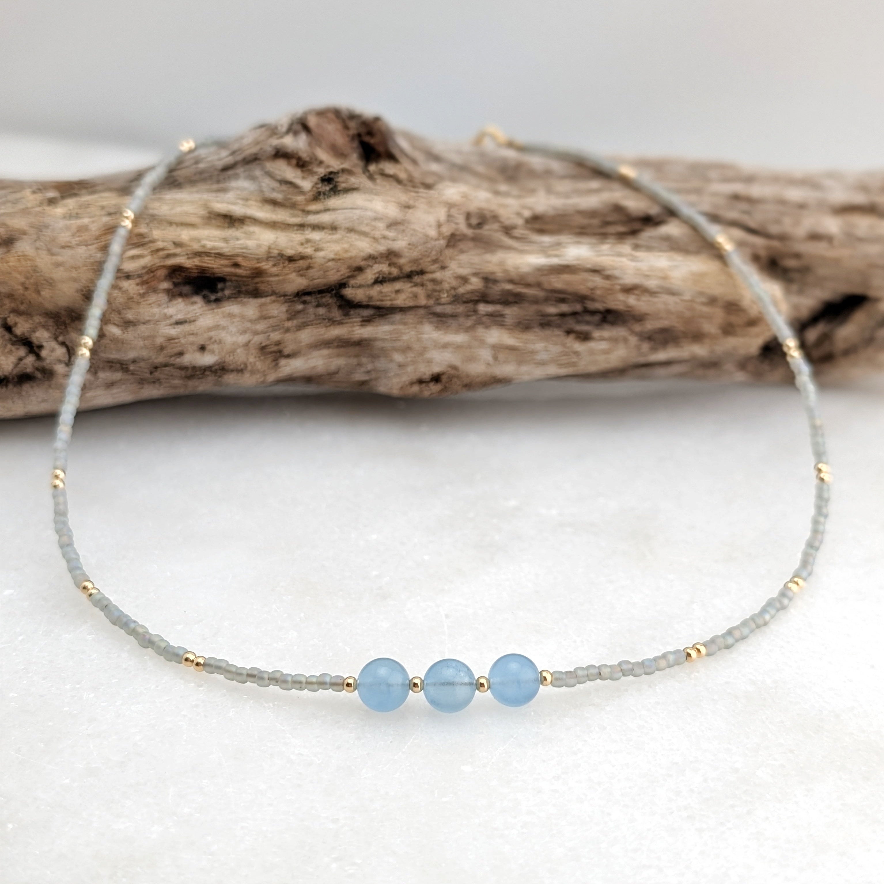Aquamarine Tranquil Gray Waters Accent Necklace