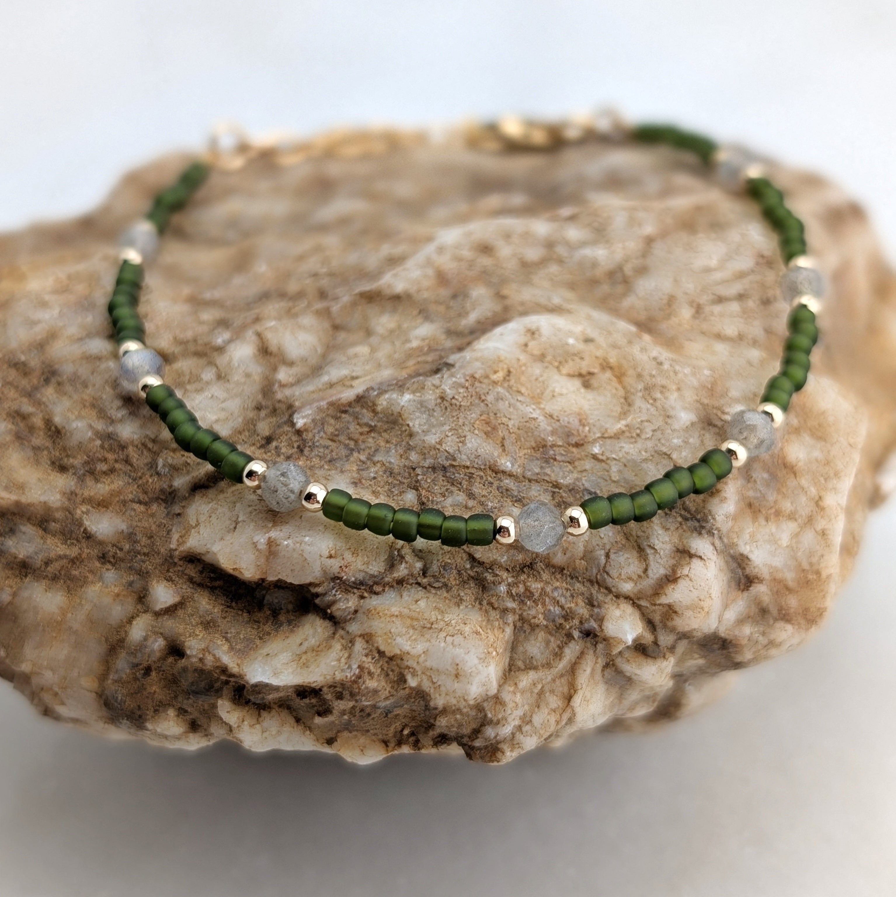 Labradorite Olive Green Transformation Bracelet