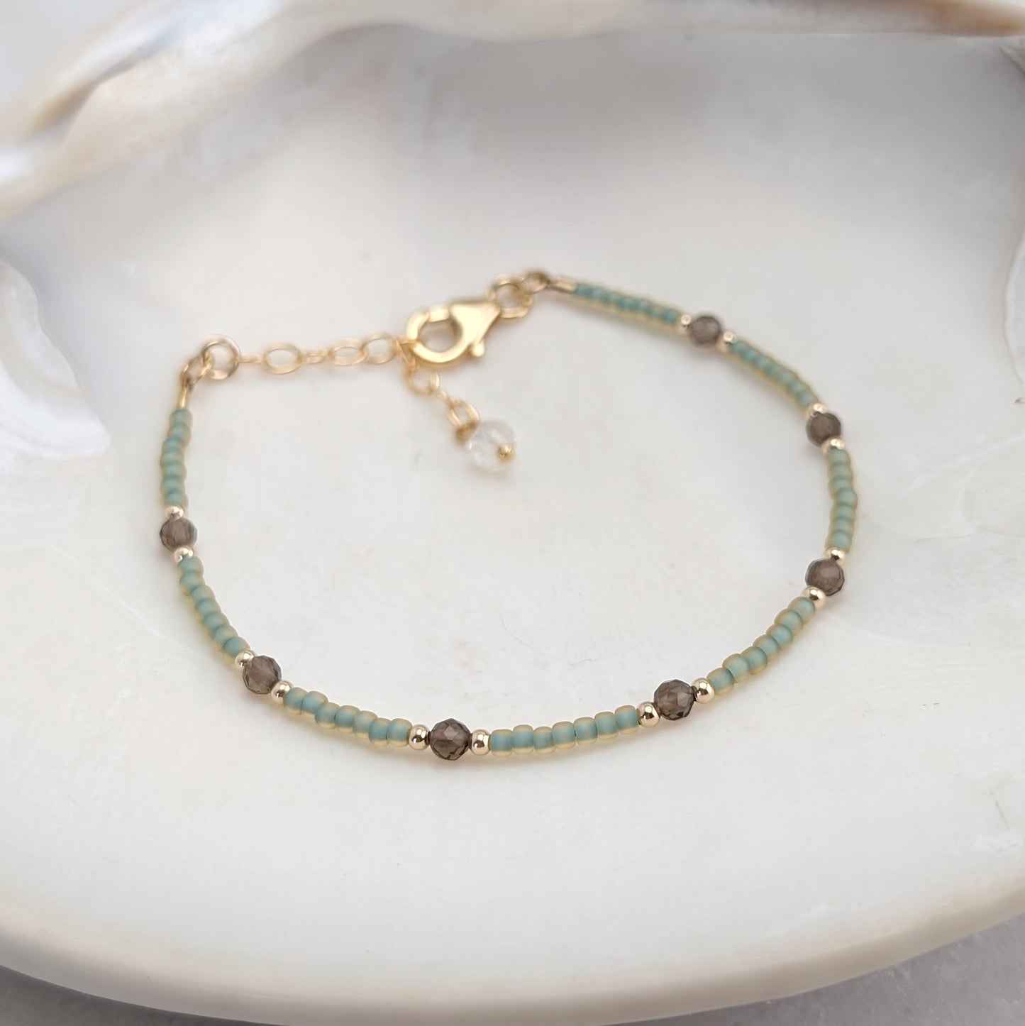 Smoky Quartz Grounding Sea Foam Bracelet